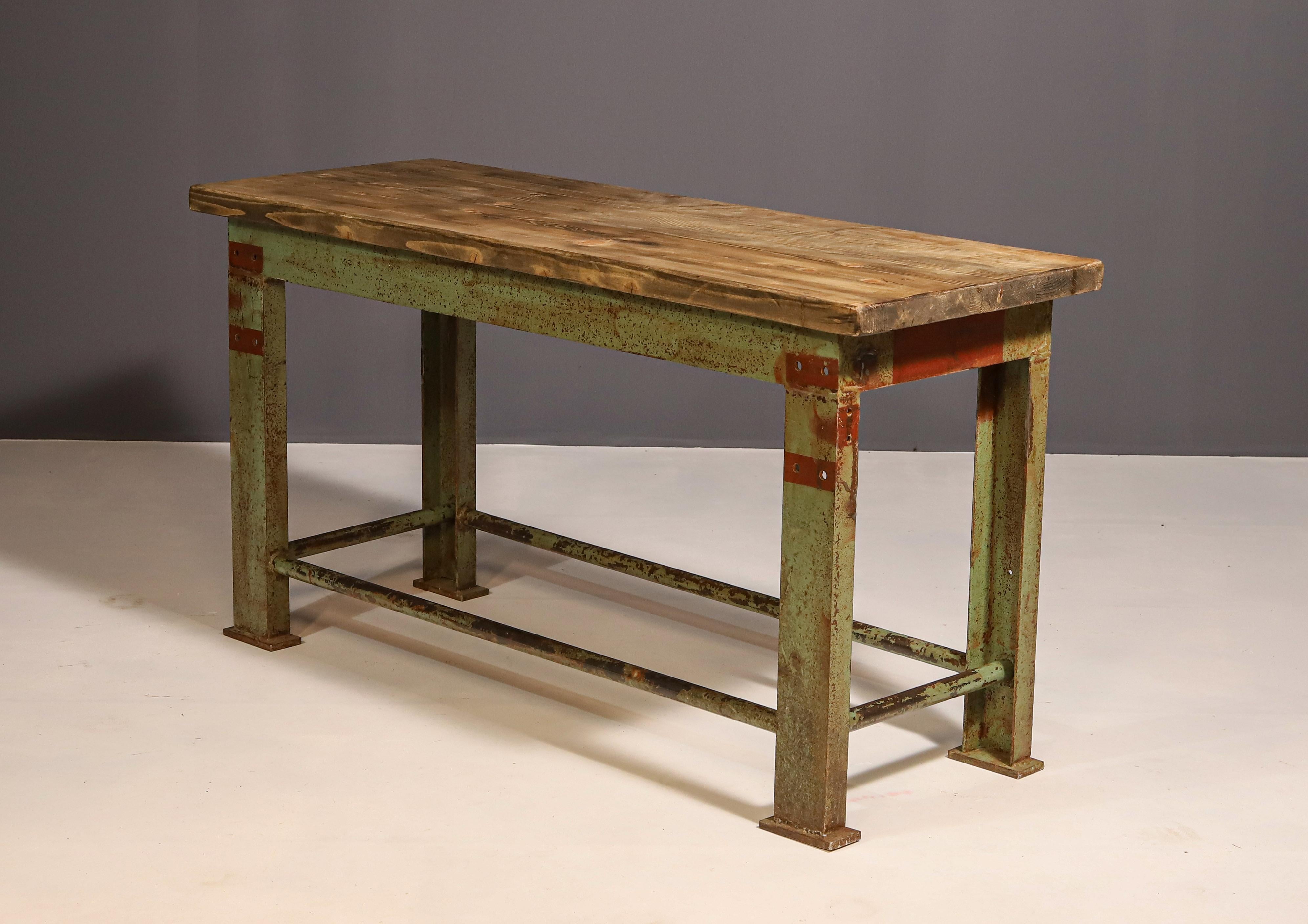 Industrial iron kitchen table from the 1950s, Czechoslovakia In Good Condition For Sale In Prague 8, CZ