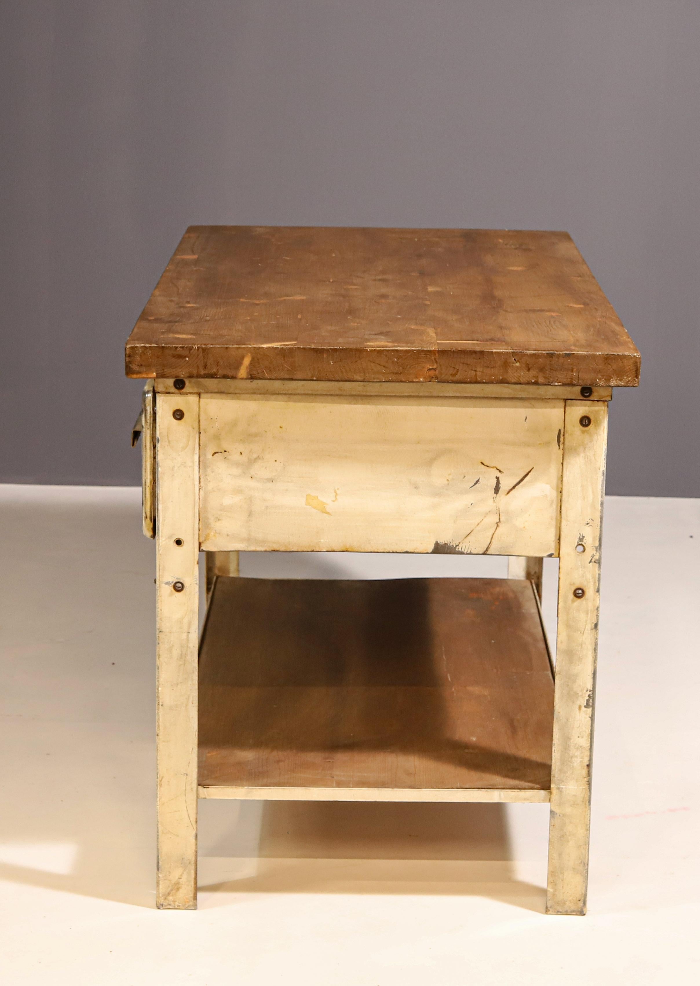 20th Century Industrial iron kitchen table from the 1950s, Czechoslovakia For Sale
