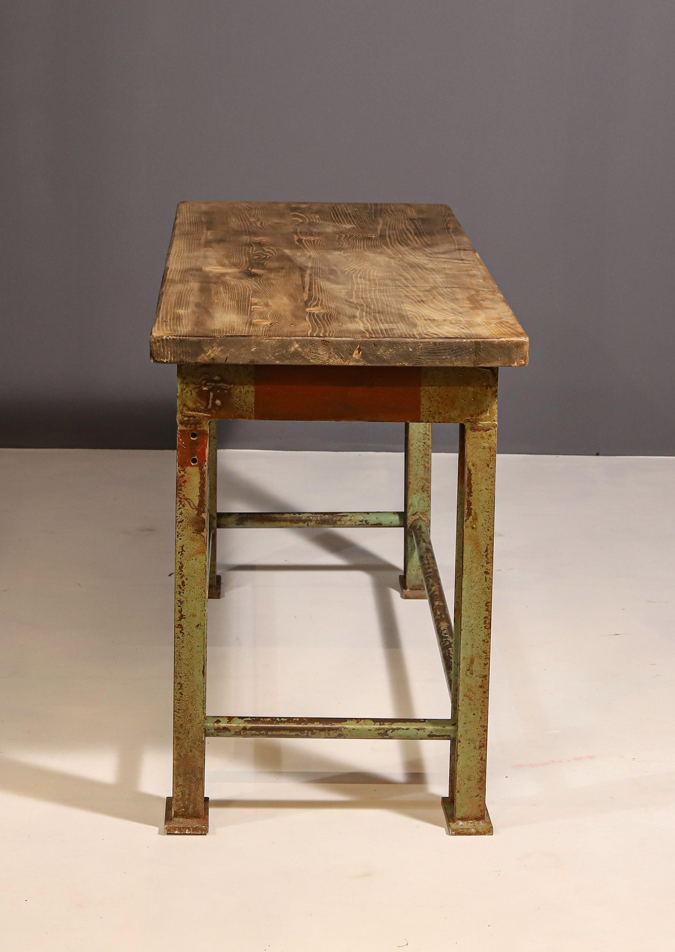 20th Century Industrial iron kitchen table from the 1950s, Czechoslovakia For Sale