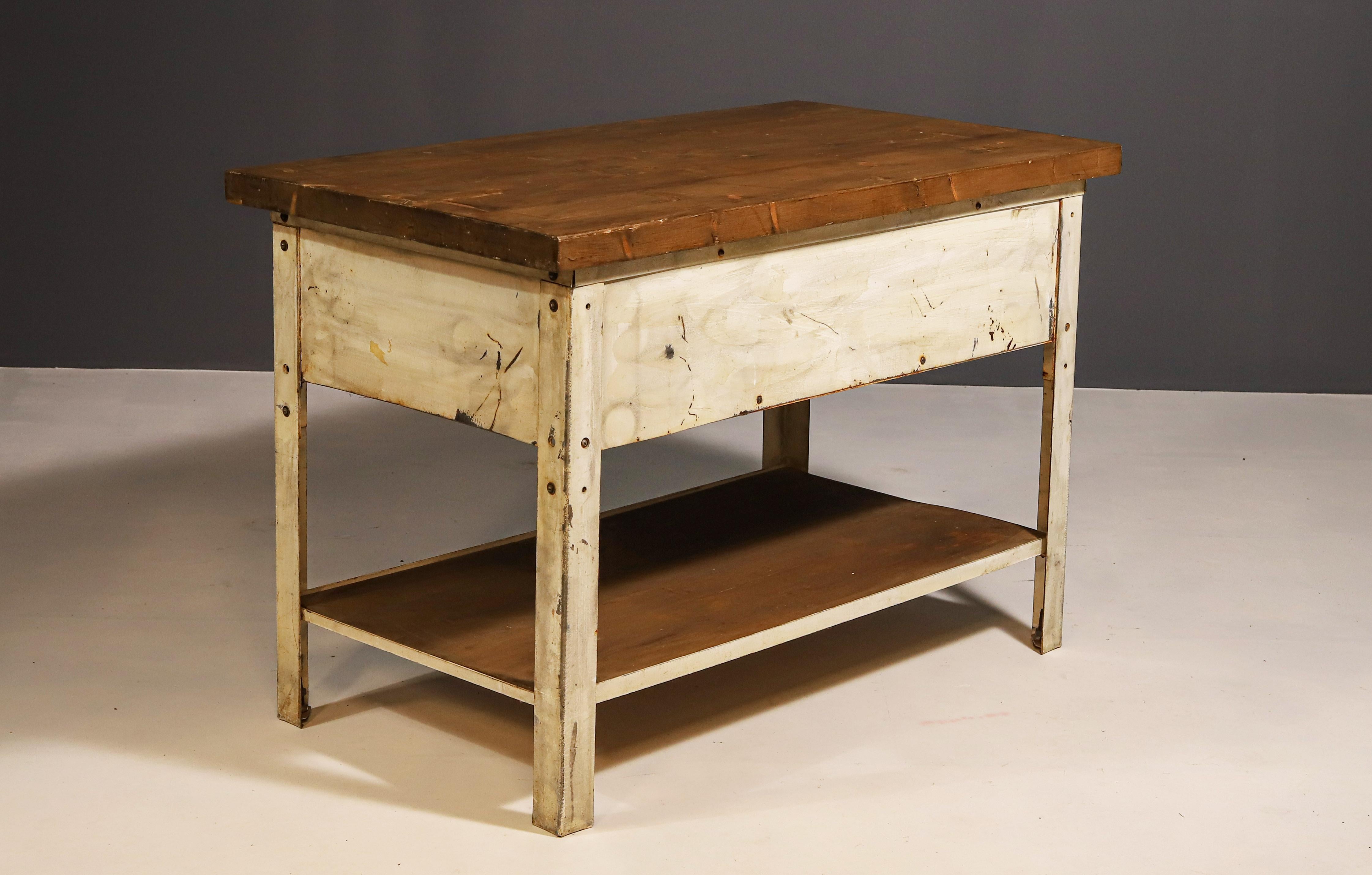 Iron Industrial iron kitchen table from the 1950s, Czechoslovakia For Sale