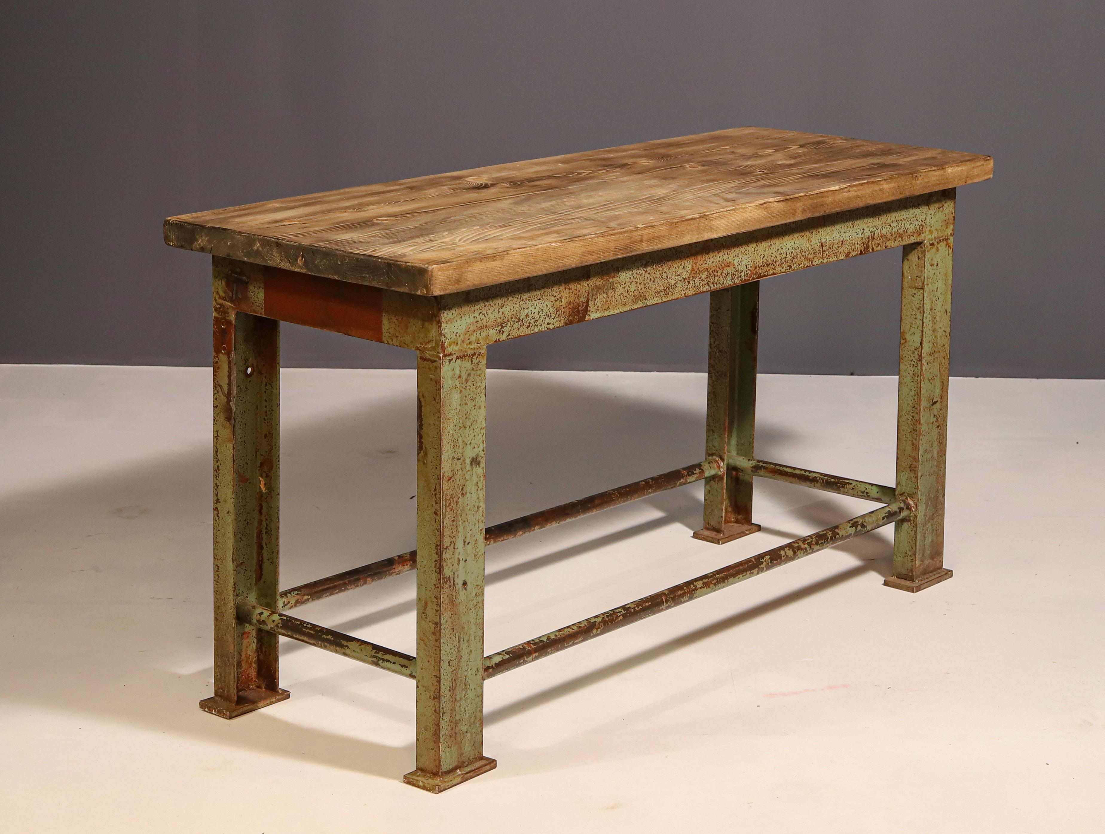 Iron Industrial iron kitchen table from the 1950s, Czechoslovakia For Sale