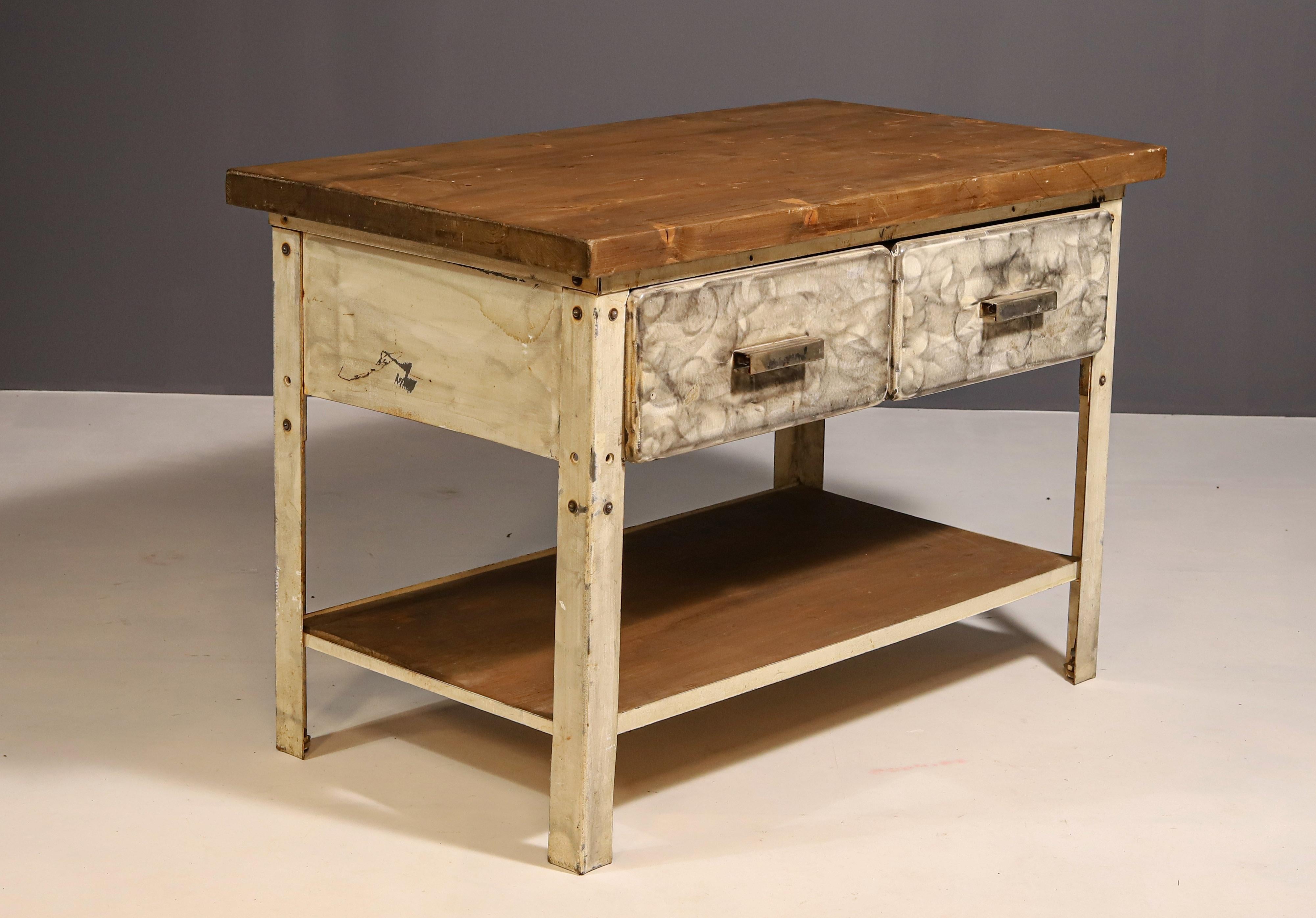 Industrial iron kitchen table from the 1950s, Czechoslovakia For Sale 1
