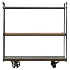 Industrial Iron Reclaimed Wood Triple Shelving Cart