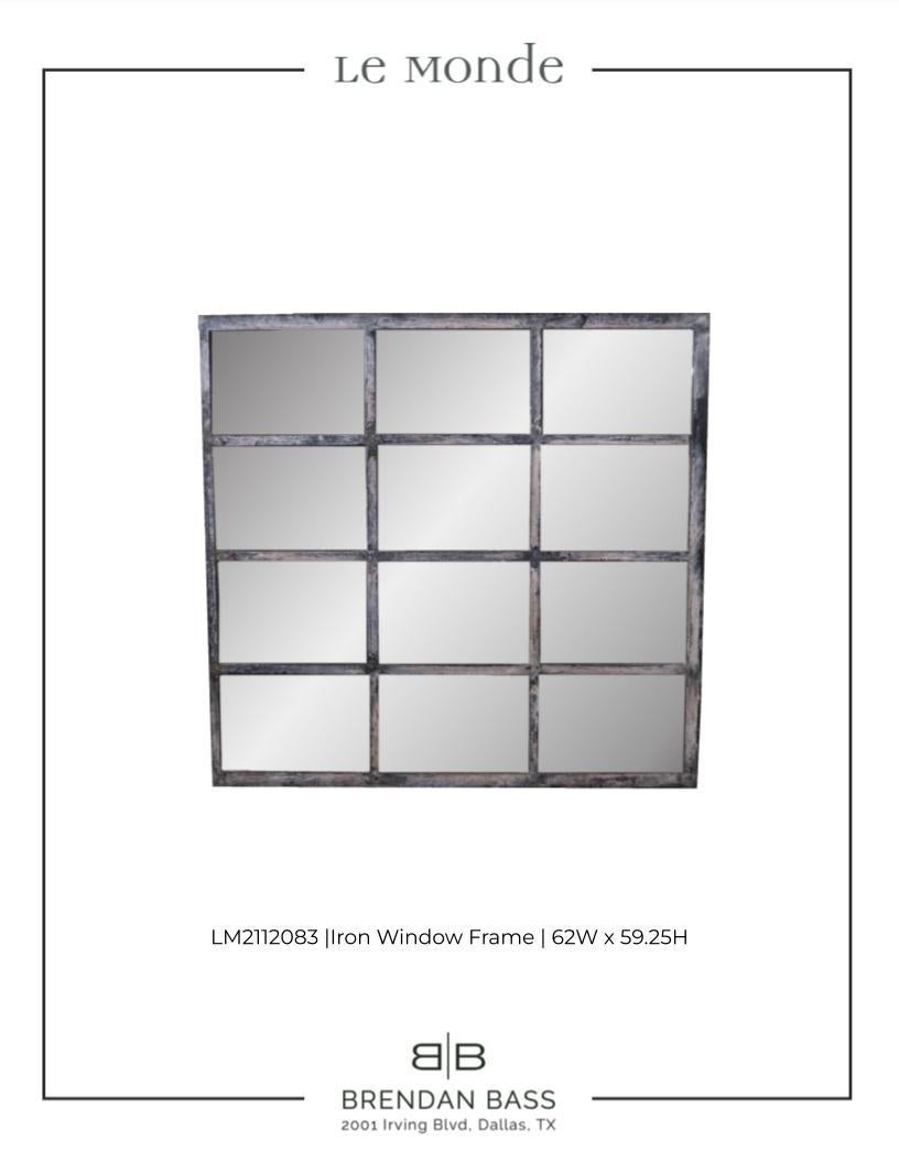 Industrial Iron Window Frame Mirror In Good Condition For Sale In Dallas, TX