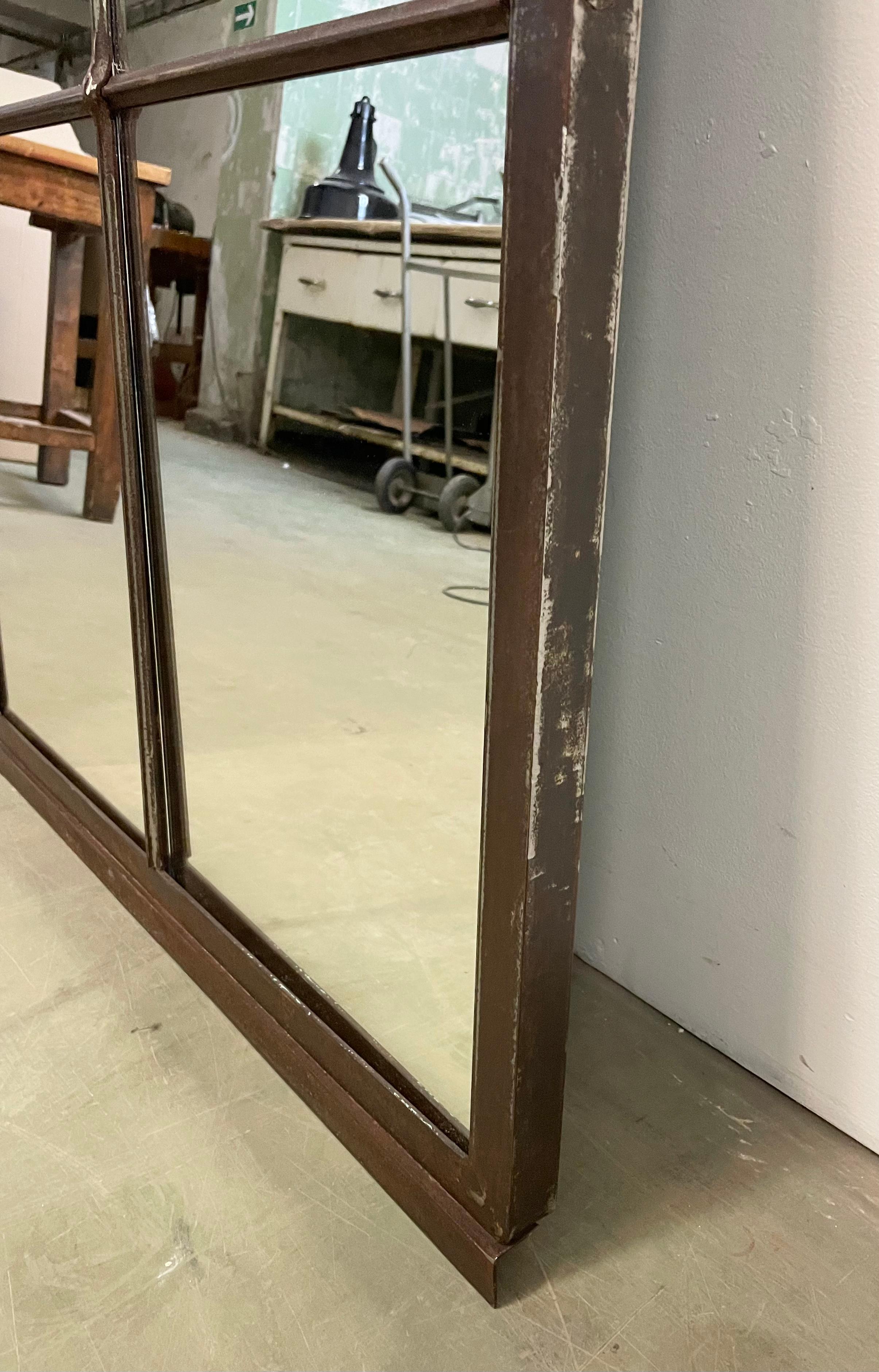 Industrial Iron Window Mirror, 1950s For Sale 3