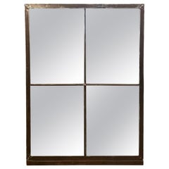 Miroir de fenêtre industriel en fer, années 1950