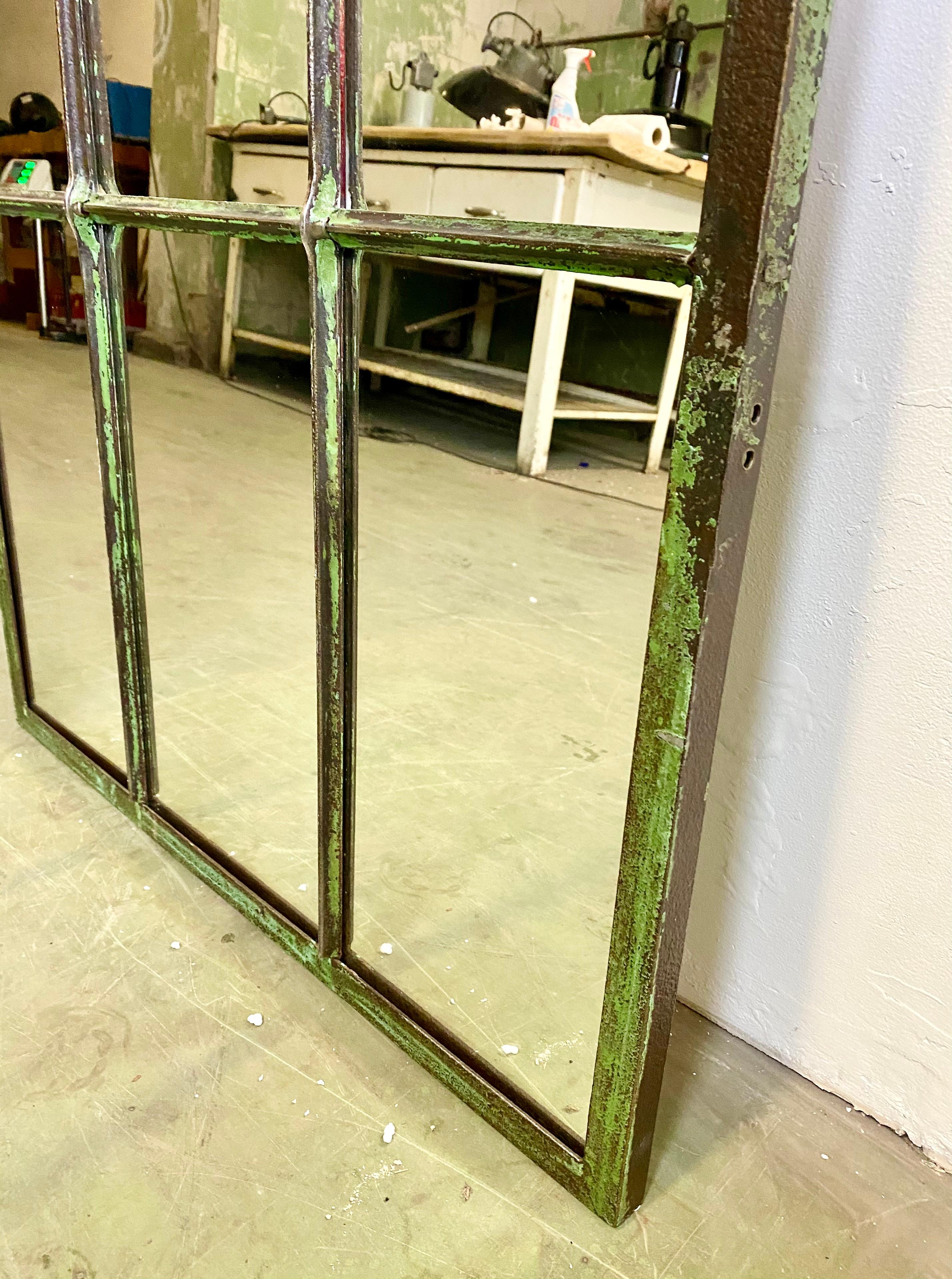 Industrial Iron Window with Mirror, 1930s In Good Condition In Kojetice, CZ
