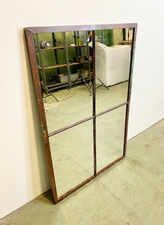 Industrial Iron Window with Mirror, 1950s