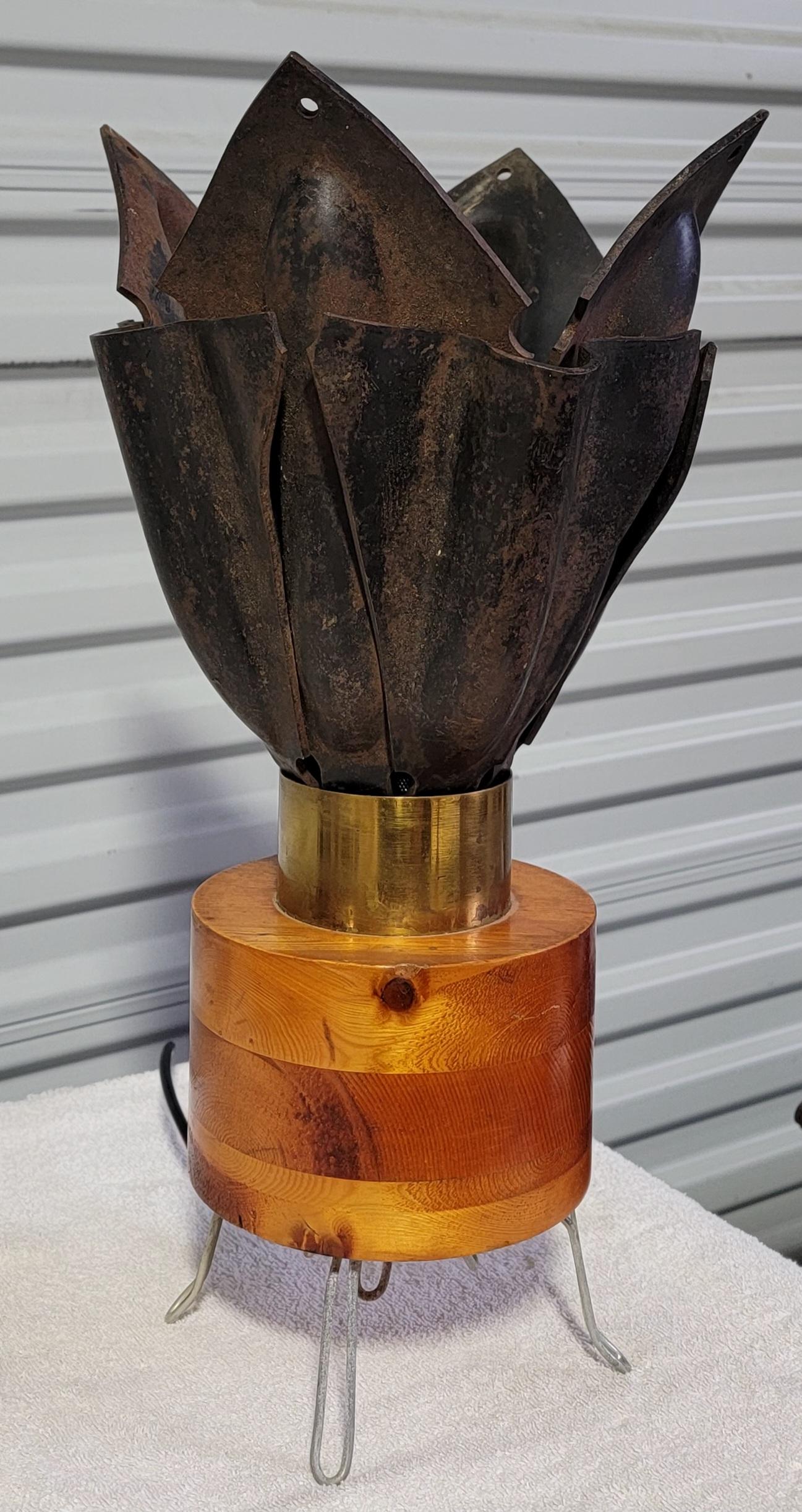 Industrial Iron & Wood Table Lamp For Sale 4