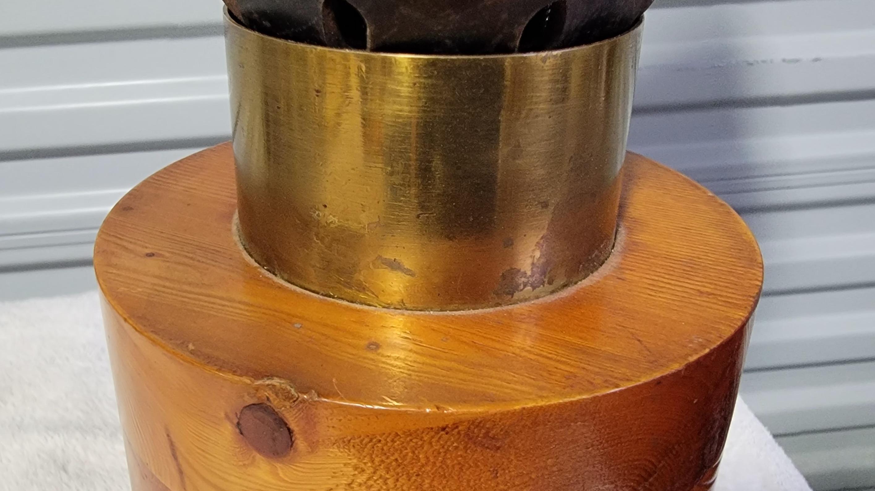 Industrial Iron & Wood Table Lamp In Good Condition For Sale In Fulton, CA