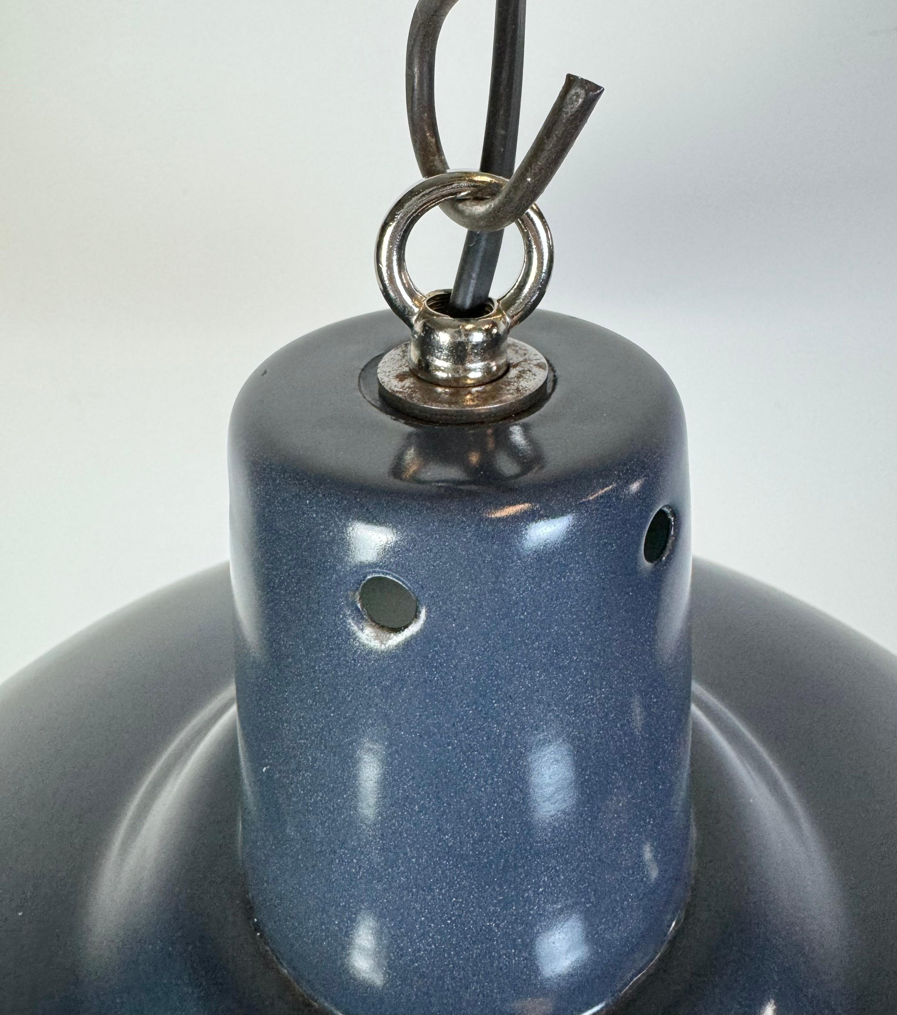 20th Century Industrial Italian Dark Blue Enamel Pendant Lamp, 1960s For Sale