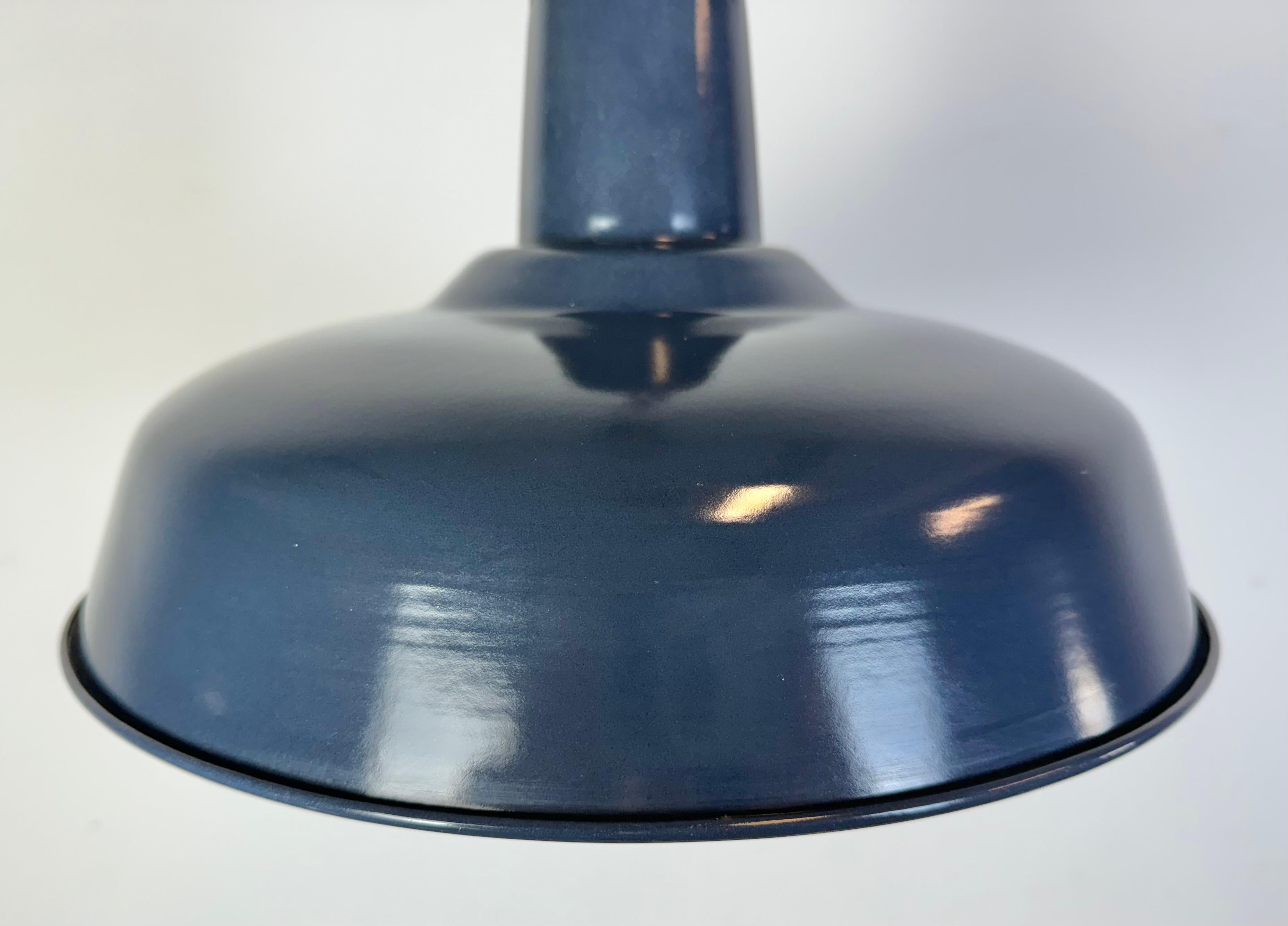 Industrial Italian Dark Blue Enamel Pendant Lamp, 1960s For Sale 2