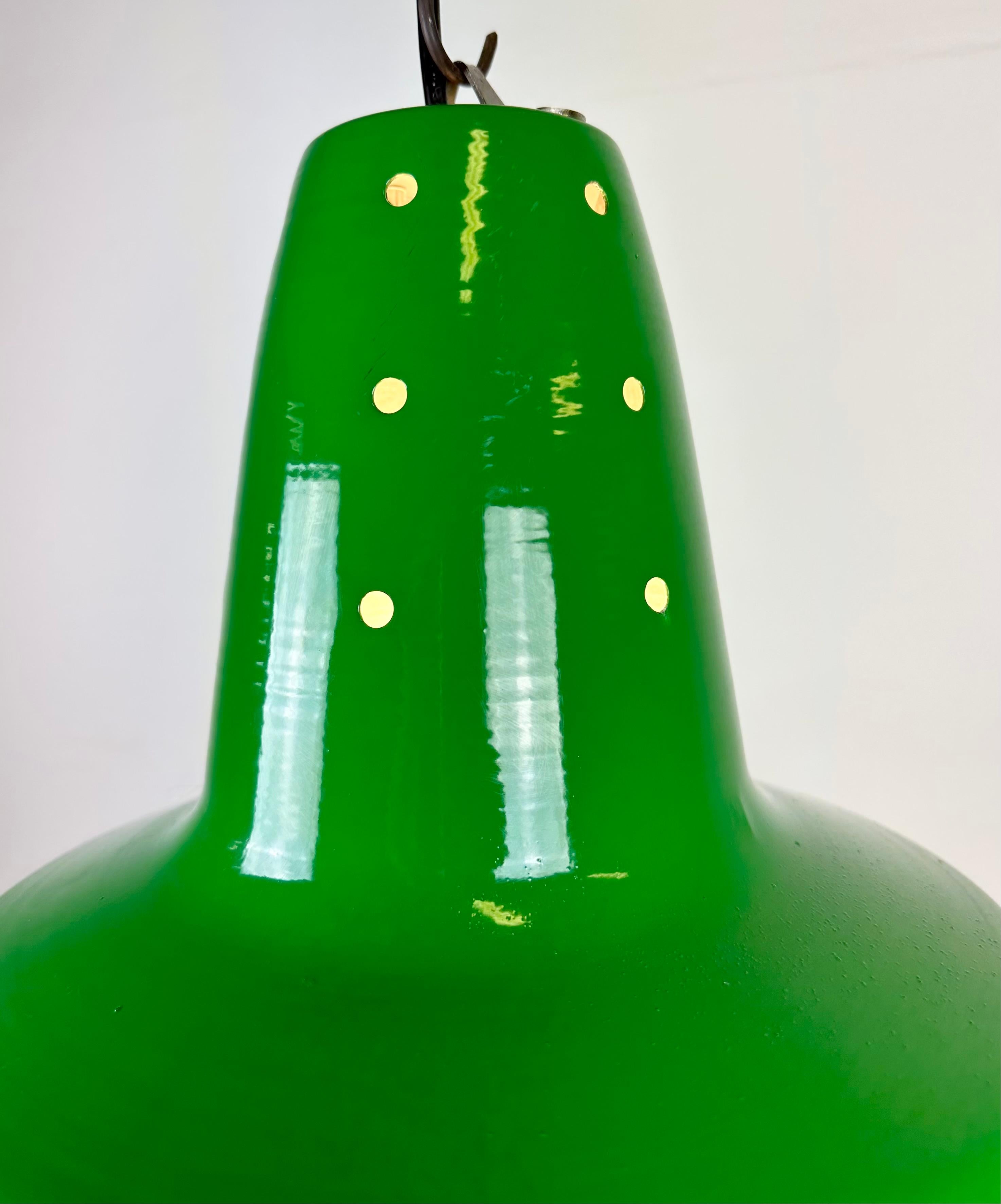 Industrial Italian Green Factory Hanging Lamp, 1970s 5