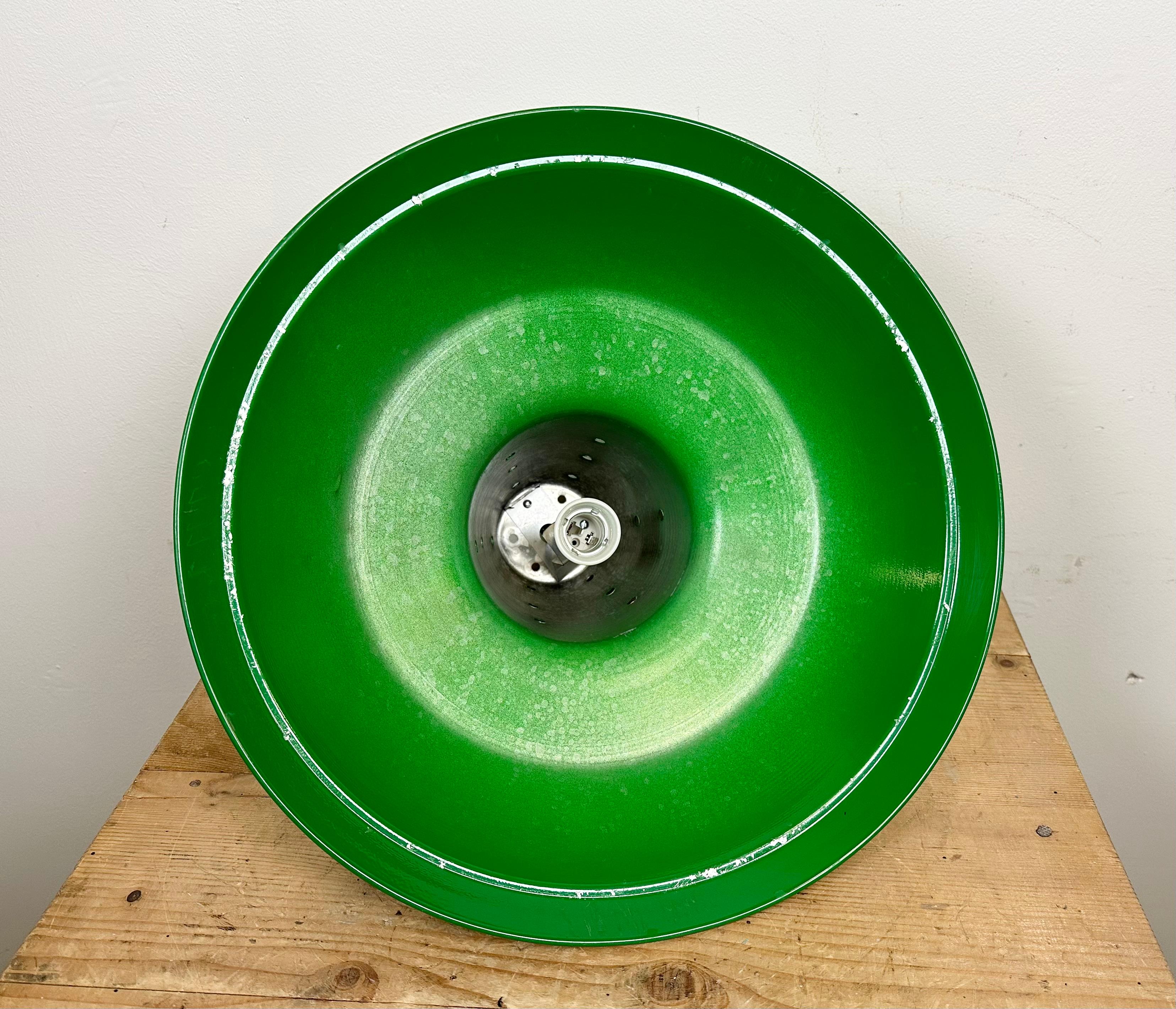 Industrial Italian Green Factory Hanging Lamp, 1970s For Sale 9
