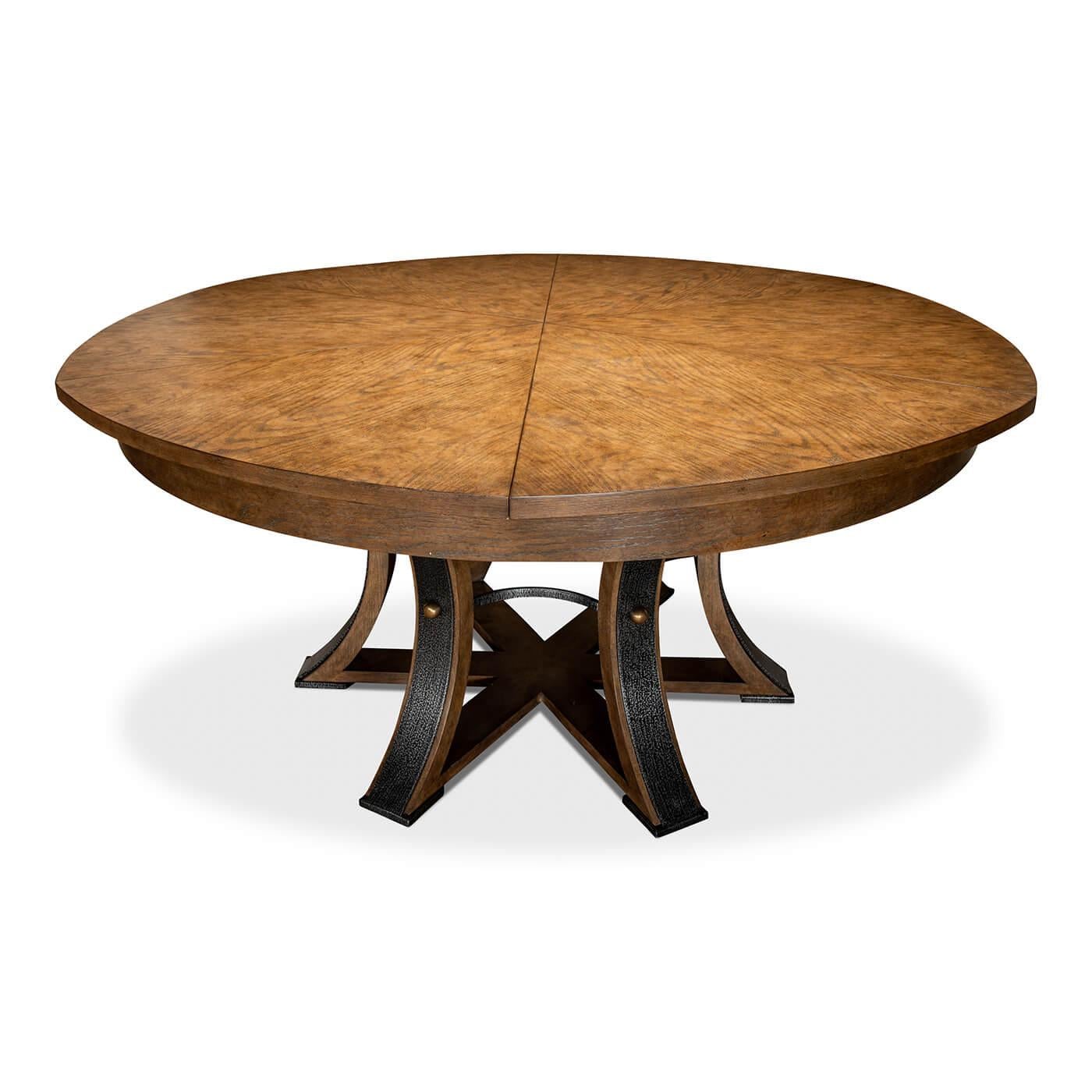 Vietnamese Industrial Round Extension Dining Table For Sale