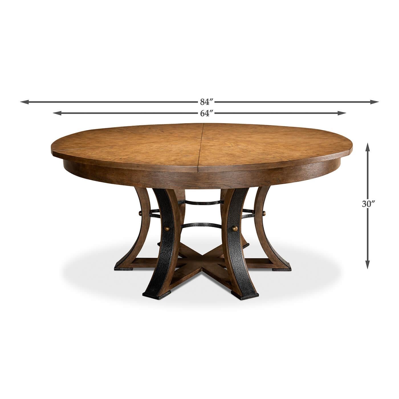 Industrial Round Extension Dining Table In New Condition For Sale In Westwood, NJ