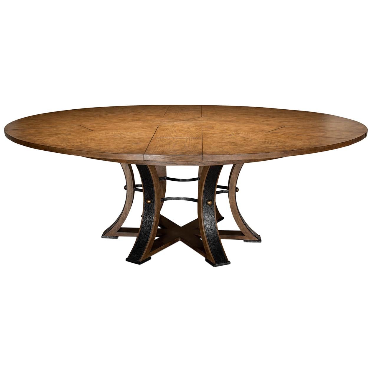 Industrial Round Extension Dining Table For Sale
