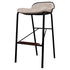 Tabouret de cuisine industriel DUV en cuir crème fabriqué à la main par Murmurio