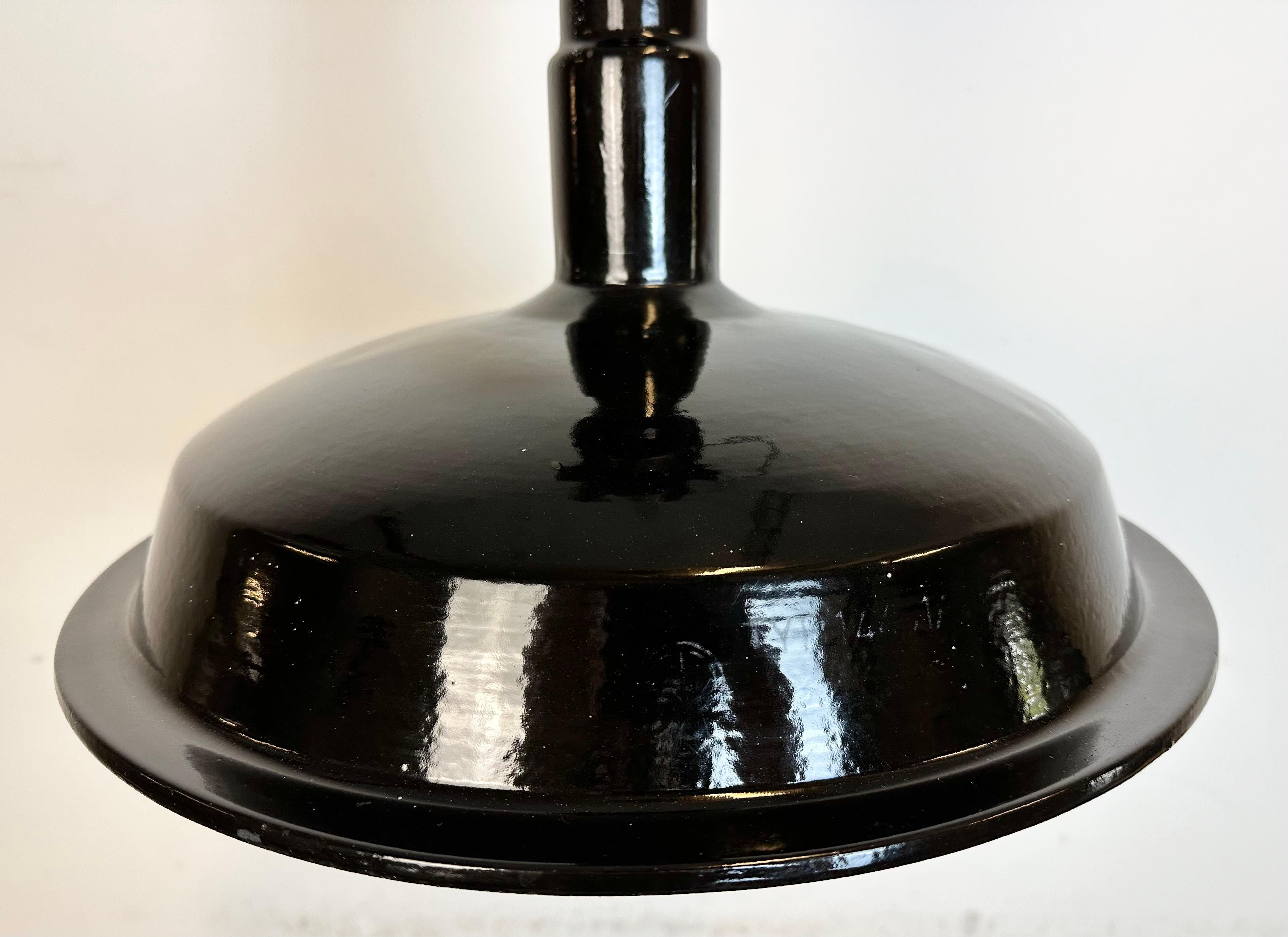 Industrial Black Enamel Ceiling Lamp from Elektrosvit, 1950s For Sale 8
