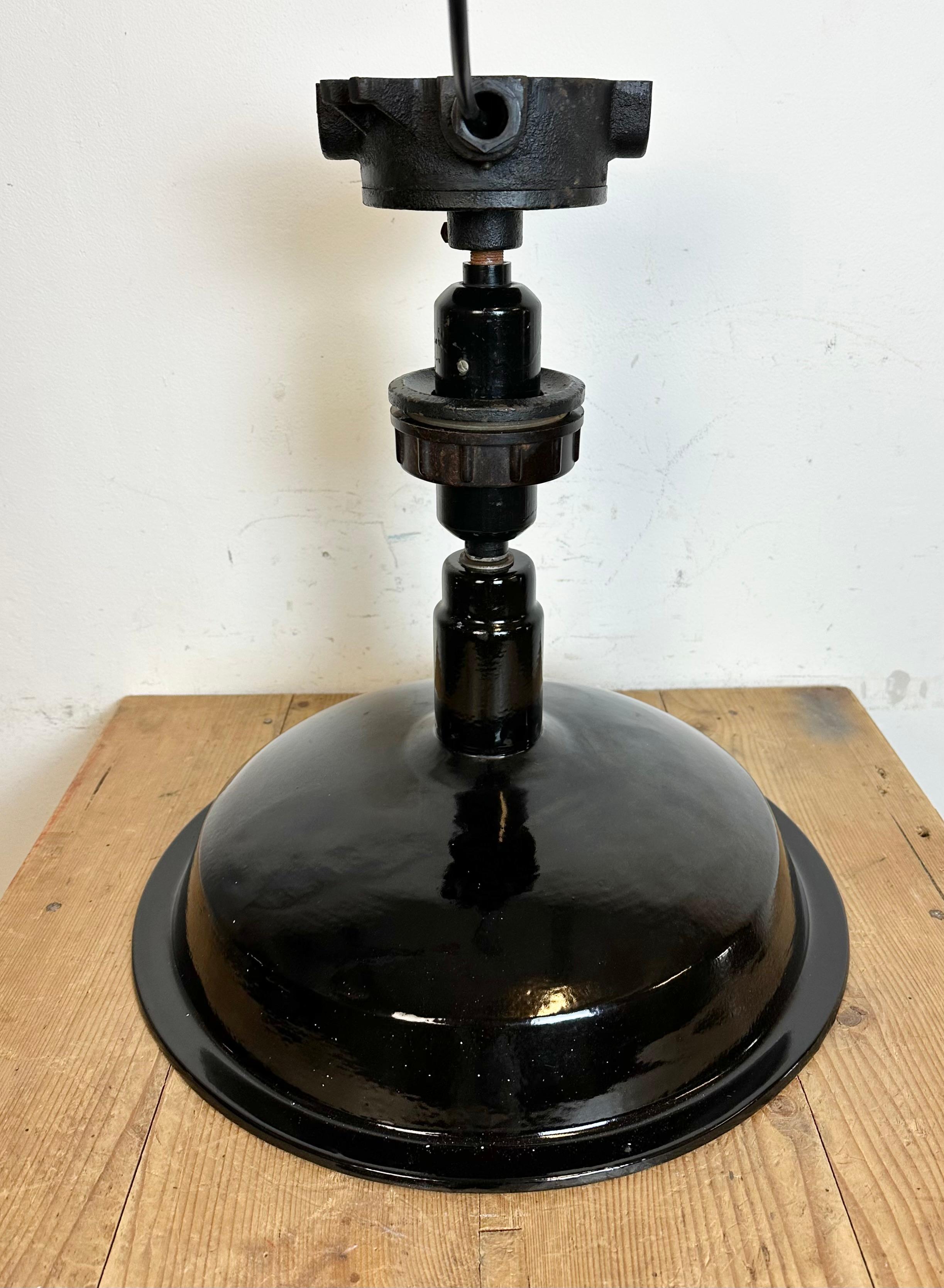 20th Century Industrial Black Enamel Ceiling Lamp from Elektrosvit, 1950s For Sale
