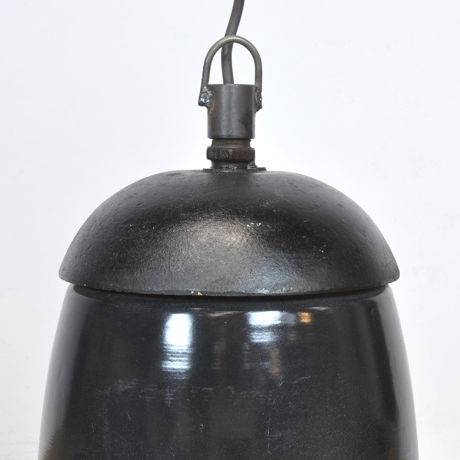 Hungarian Industrial Lamp, Factory Pendant Light in Black Finish, 1950s