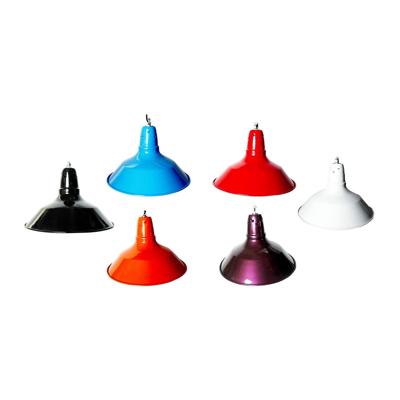 Industrial Lamps, Different Colors, Italy, 1950 For Sale