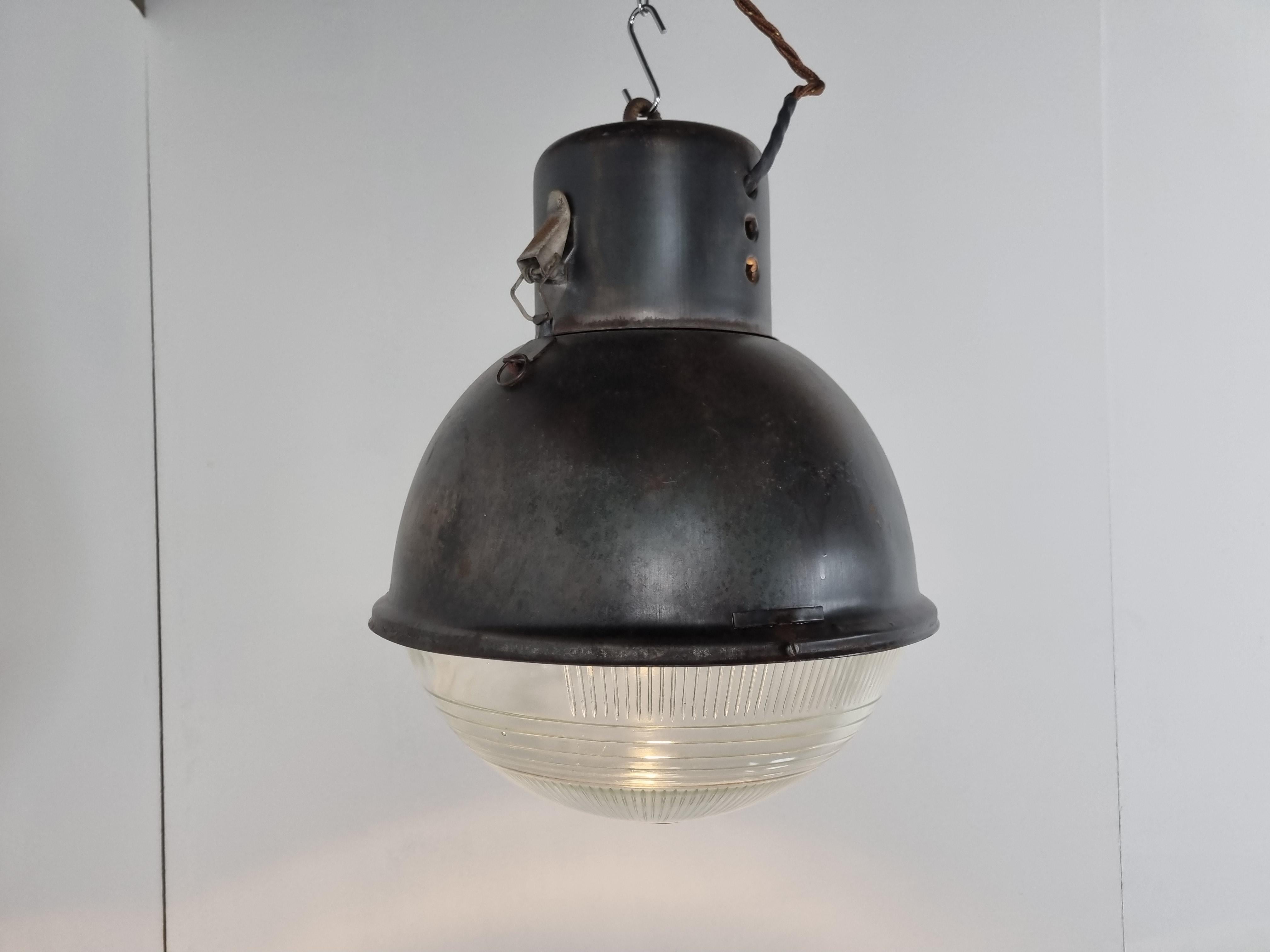 Latvian Industrial Lamps with Glass, 1930s For Sale