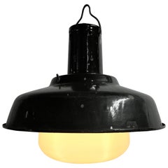 Industrial Lamps with Opaline Glass, 1960s