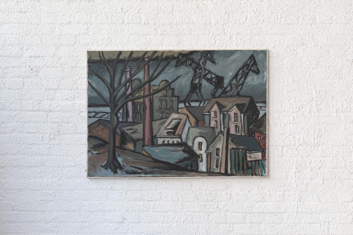 Industrial landscape named ‘Elbsicht Altona’, painting by Uwe Witt. Acrylics on canvas. In good condition. Dimensions include the frame.

H: 71.5 cm
W: 101 cm
D: 2.5 cm

