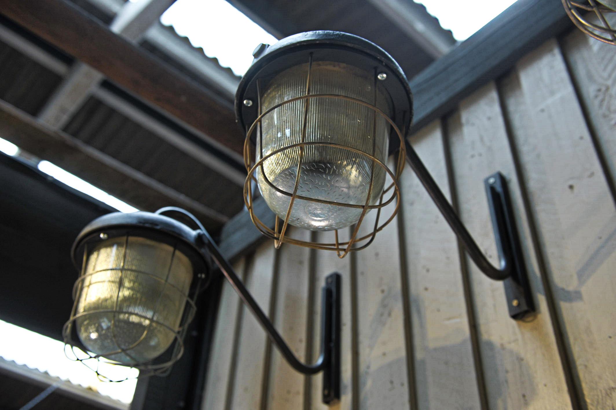 Industrial Lanterns Iron and Glass Street Wall Lights Sconces, 1920s In Good Condition For Sale In Roubaix, FR