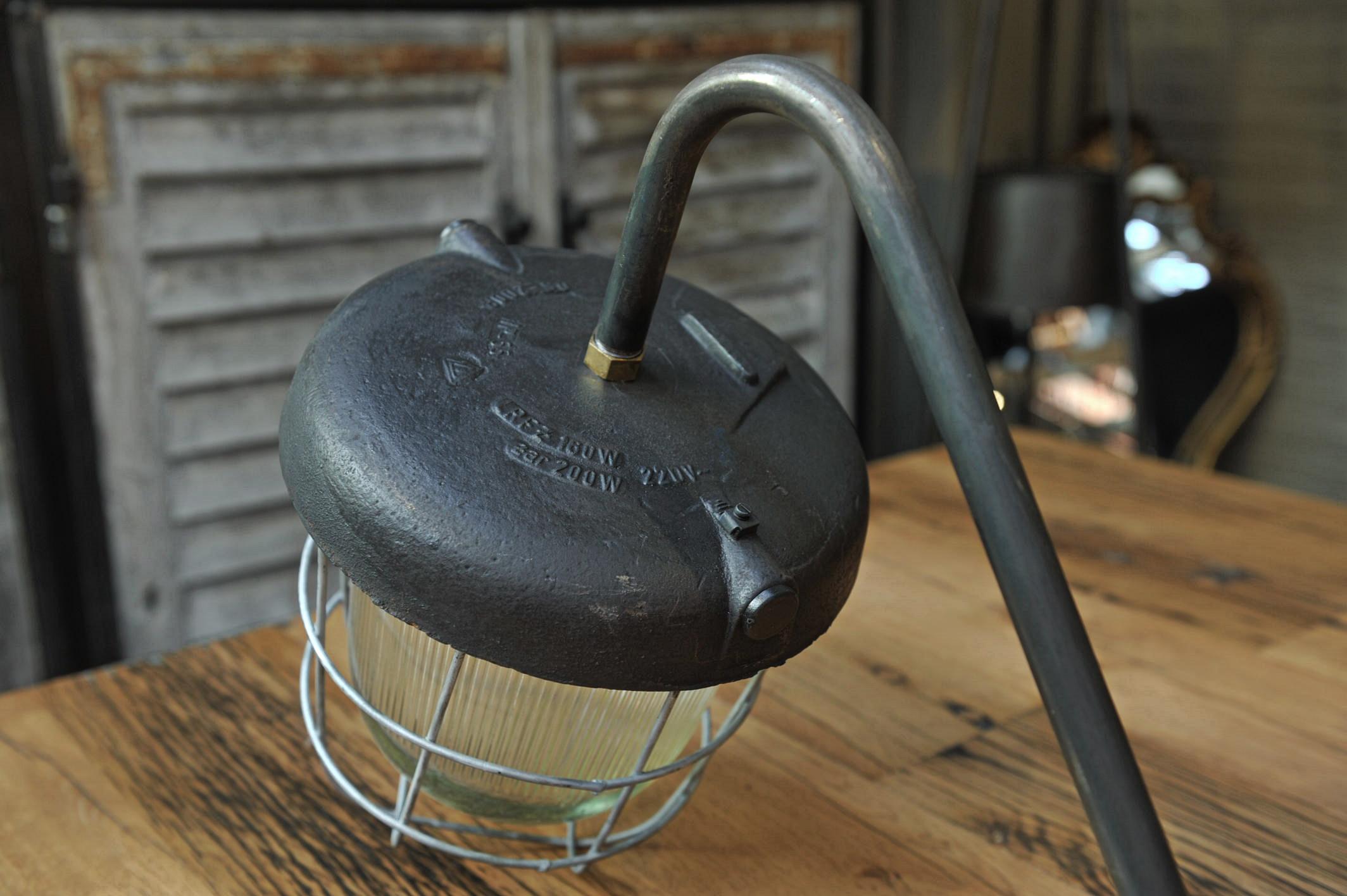 Industrial Lanterns Iron and Glass Street Wall Lights Sconces, 1920s For Sale 5