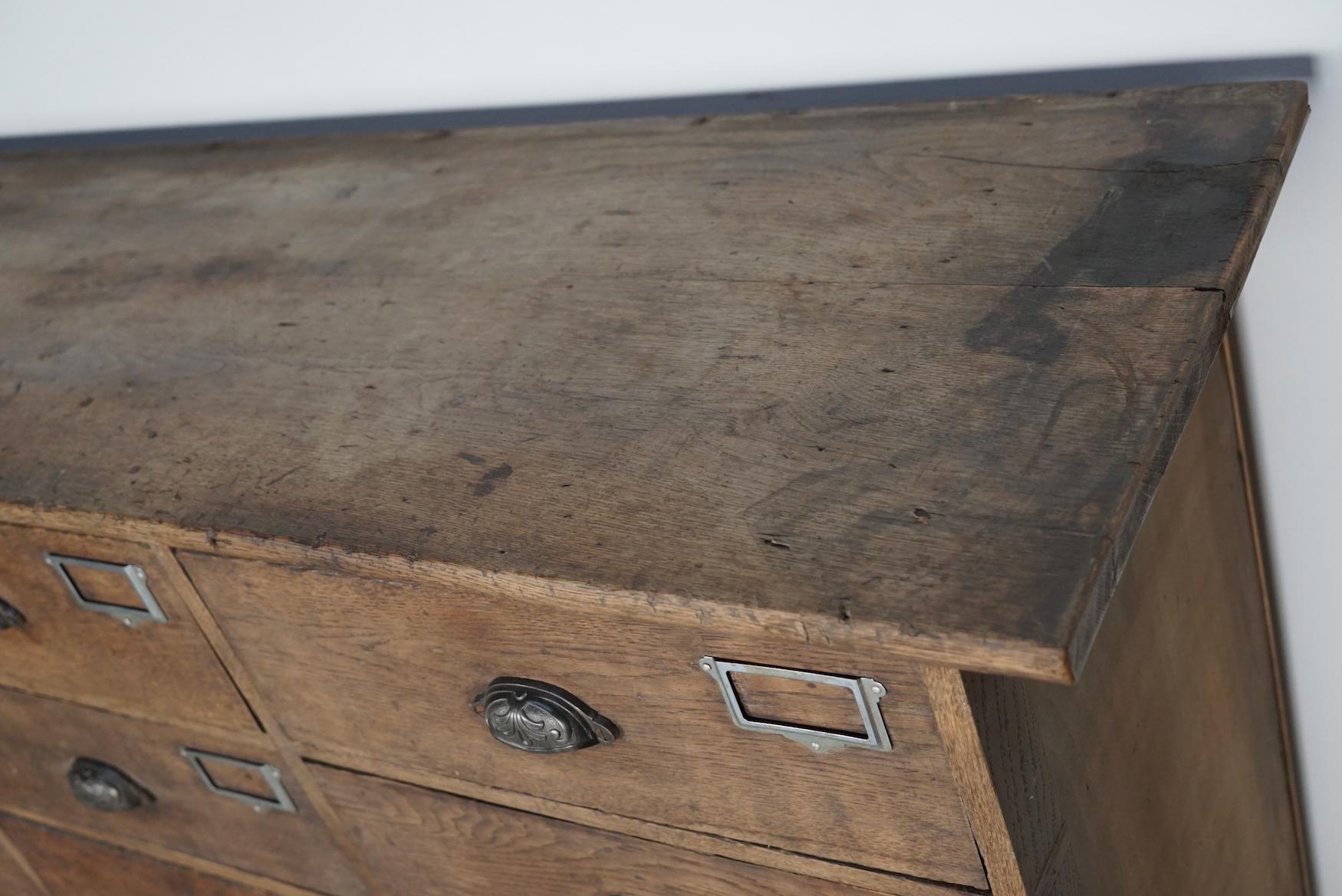 Industrial Large French Oak Hardware Store Apothecary Cabinet, 1920/1930s 6