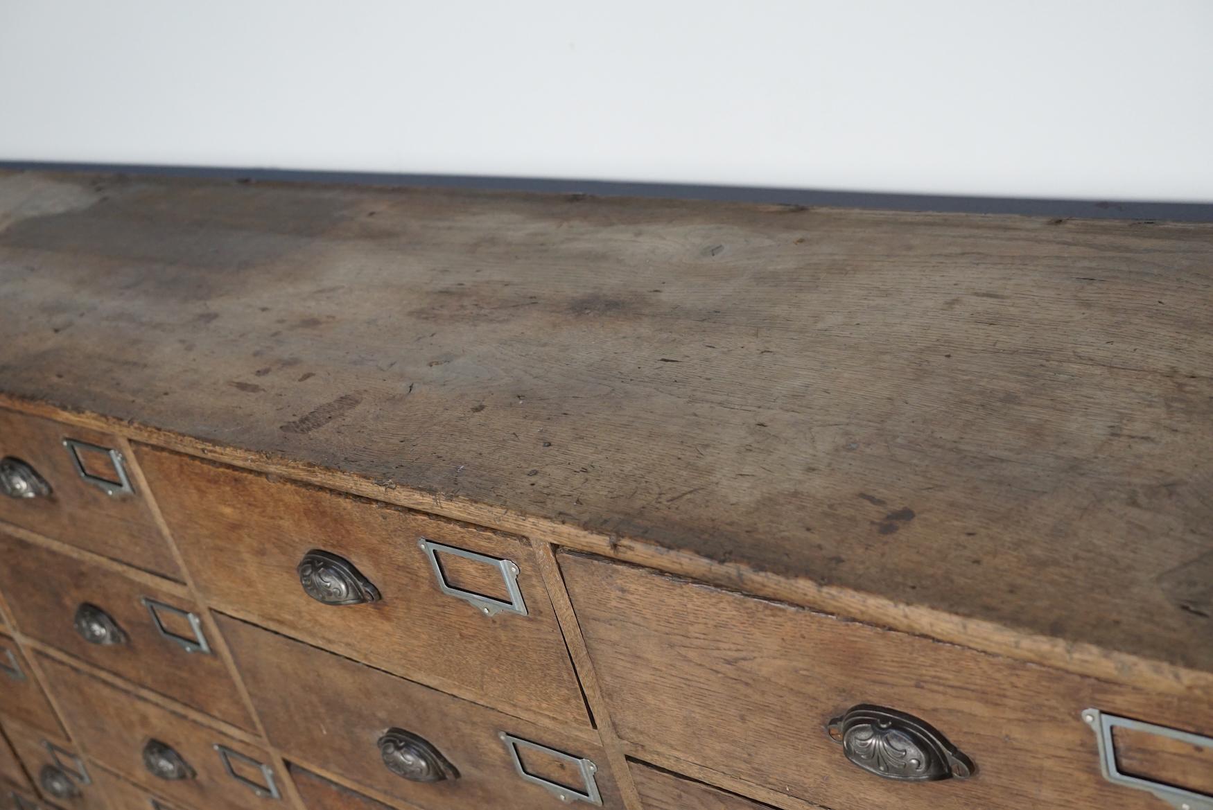 Industrial Large French Oak Hardware Store Apothecary Cabinet, 1920/1930s 7