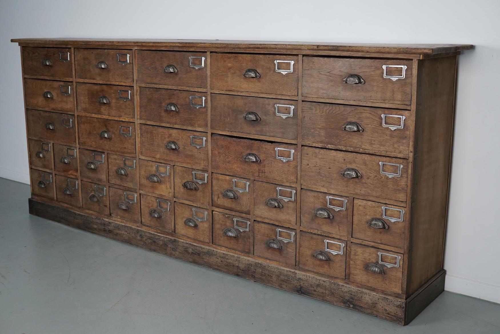 Industrial Large French Oak Hardware Store Apothecary Cabinet, 1920/1930s 8