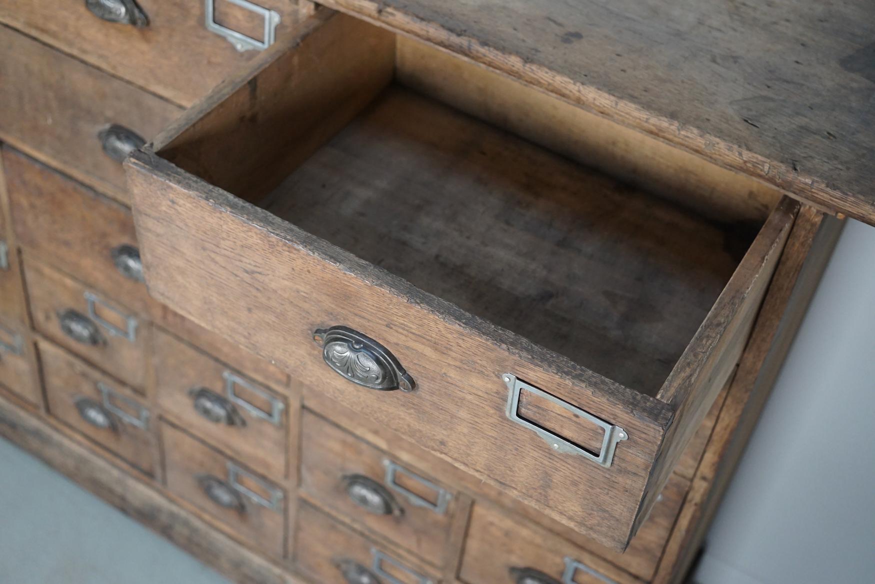 Industrial Large French Oak Hardware Store Apothecary Cabinet, 1920/1930s 11