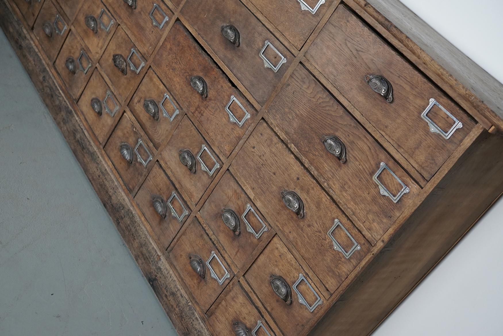 Industrial Large French Oak Hardware Store Apothecary Cabinet, 1920/1930s 13