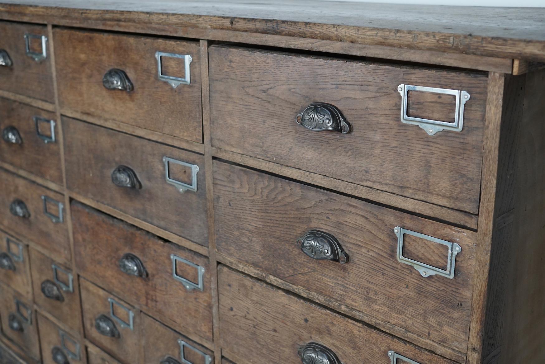 Industrial Large French Oak Hardware Store Apothecary Cabinet, 1920/1930s 14