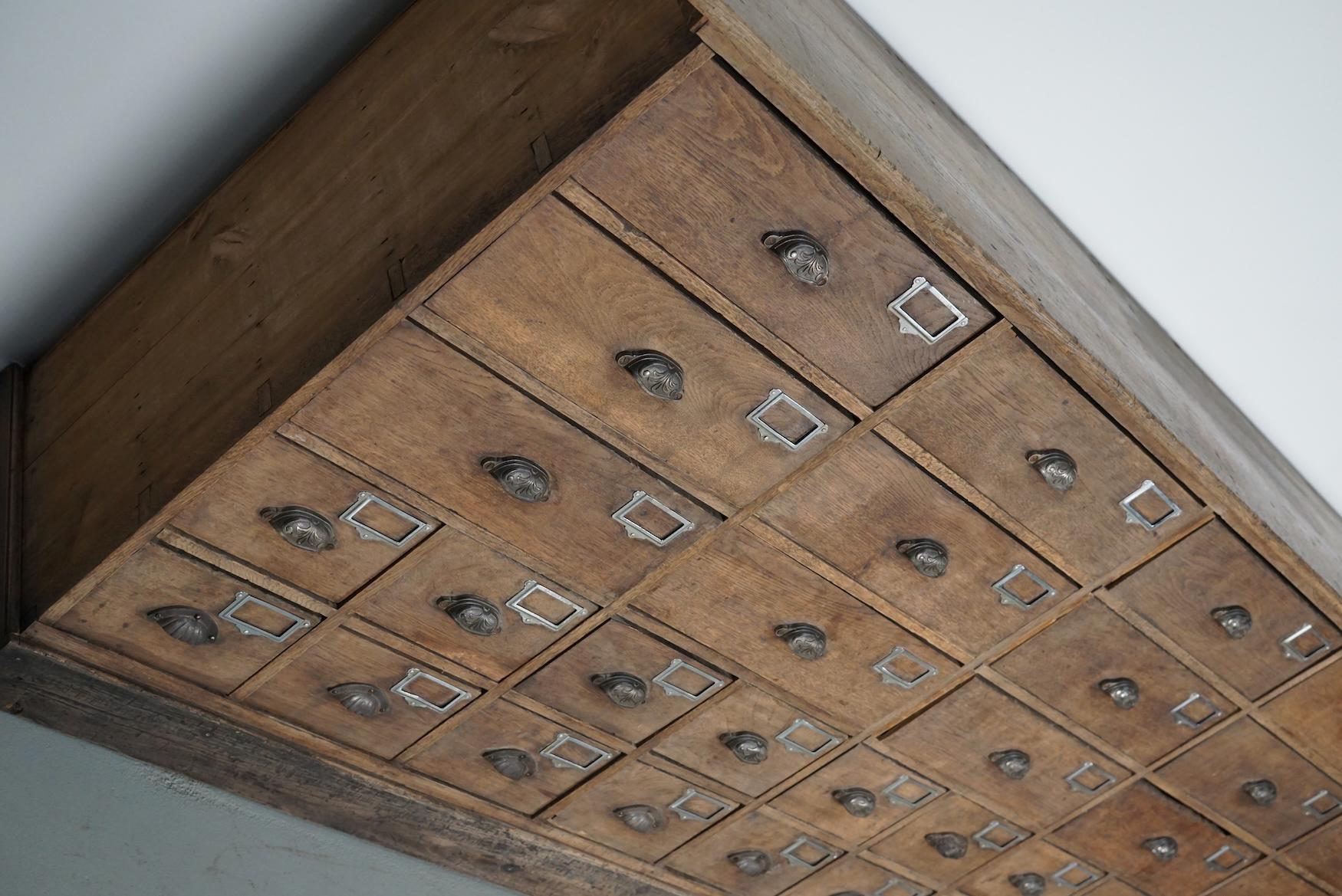 Industrial Large French Oak Hardware Store Apothecary Cabinet, 1920/1930s 1