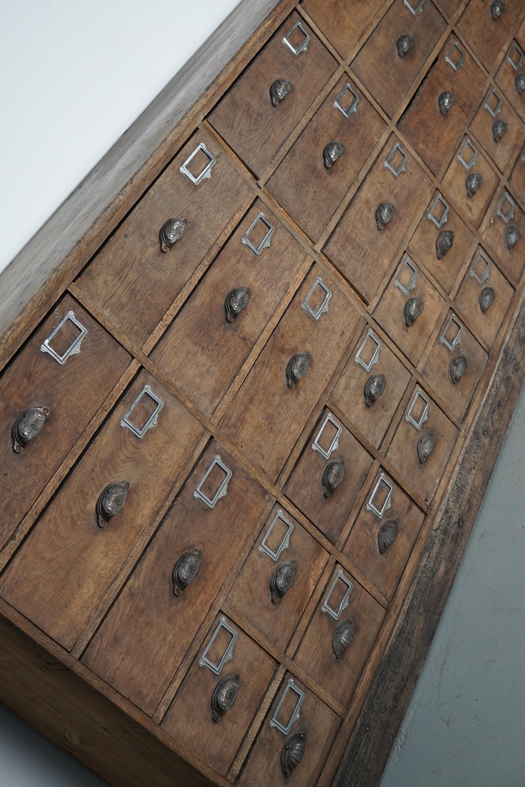 Industrial Large French Oak Hardware Store Apothecary Cabinet, 1920/1930s 2