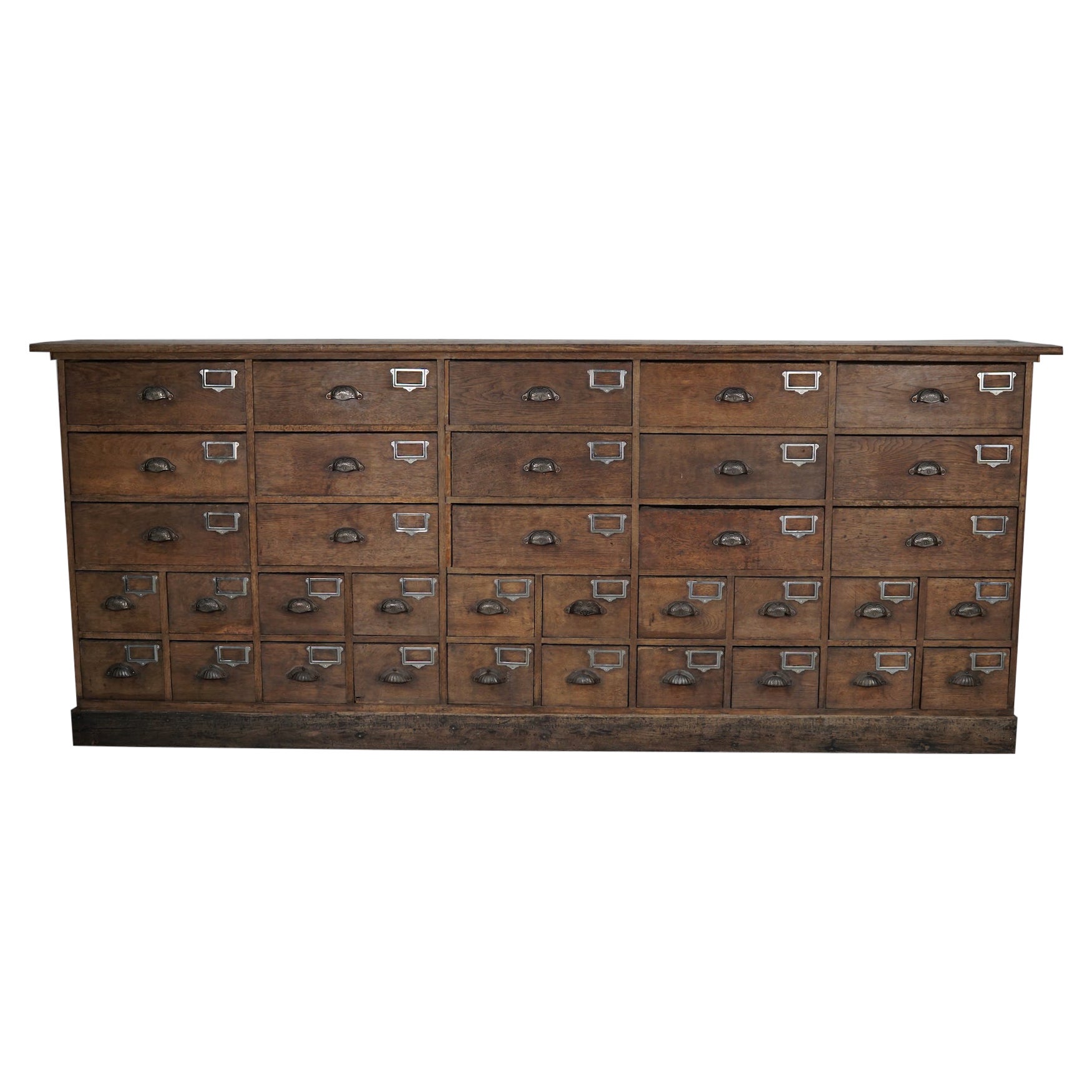 Industrial Large French Oak Hardware Store Apothecary Cabinet, 1920/1930s