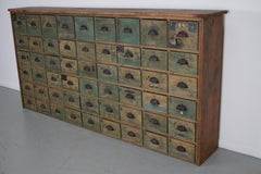 Industrial Large French Painted Pine Hardware Store Cabinet, 1950s