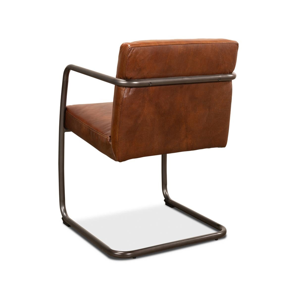 Contemporary Industrial Leather Armchair For Sale