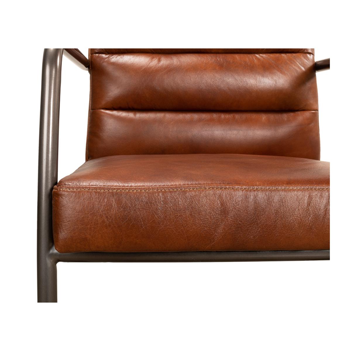Metal Industrial Leather Armchair For Sale