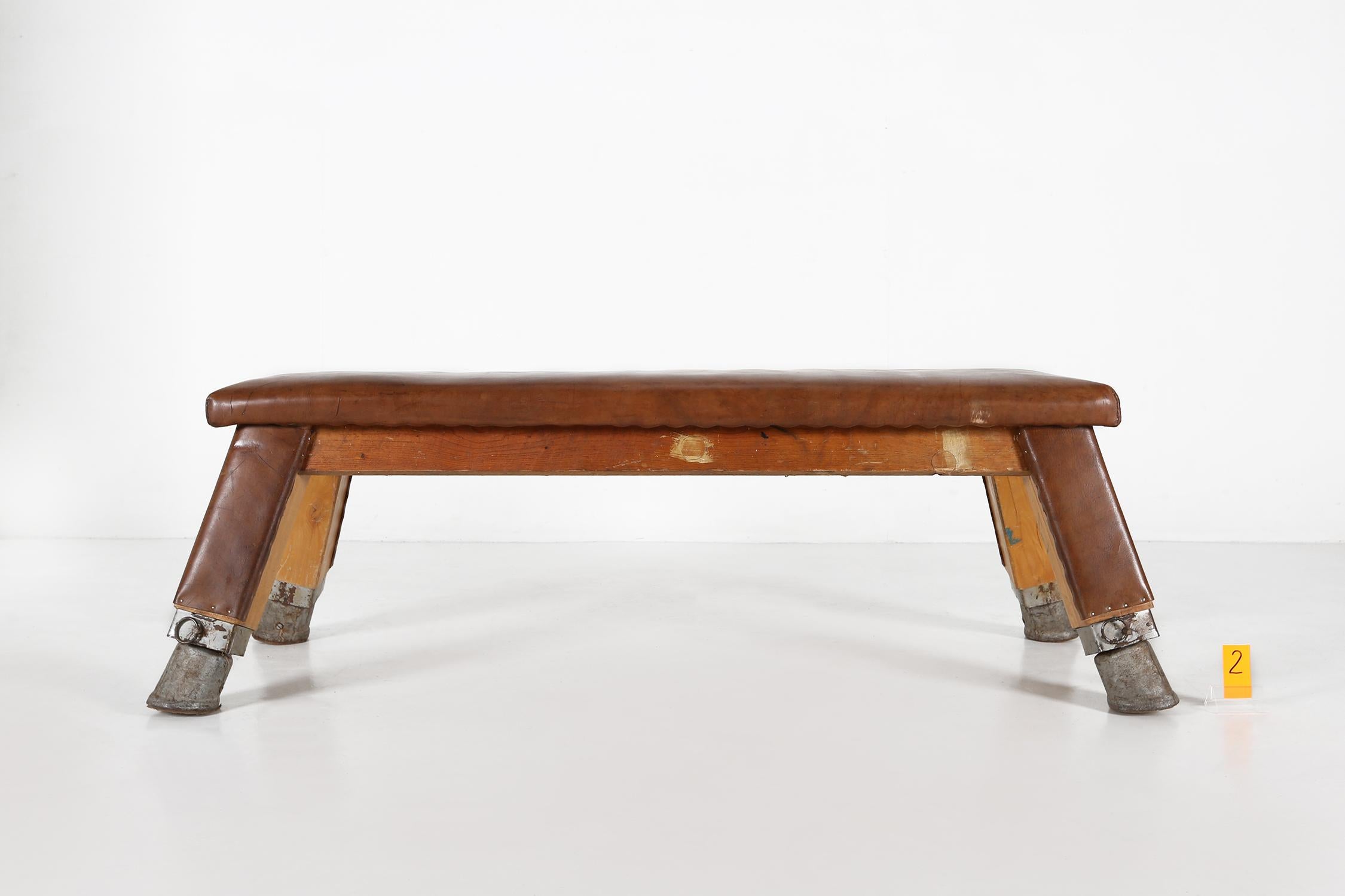 Industrial leather bench 1930 For Sale 5