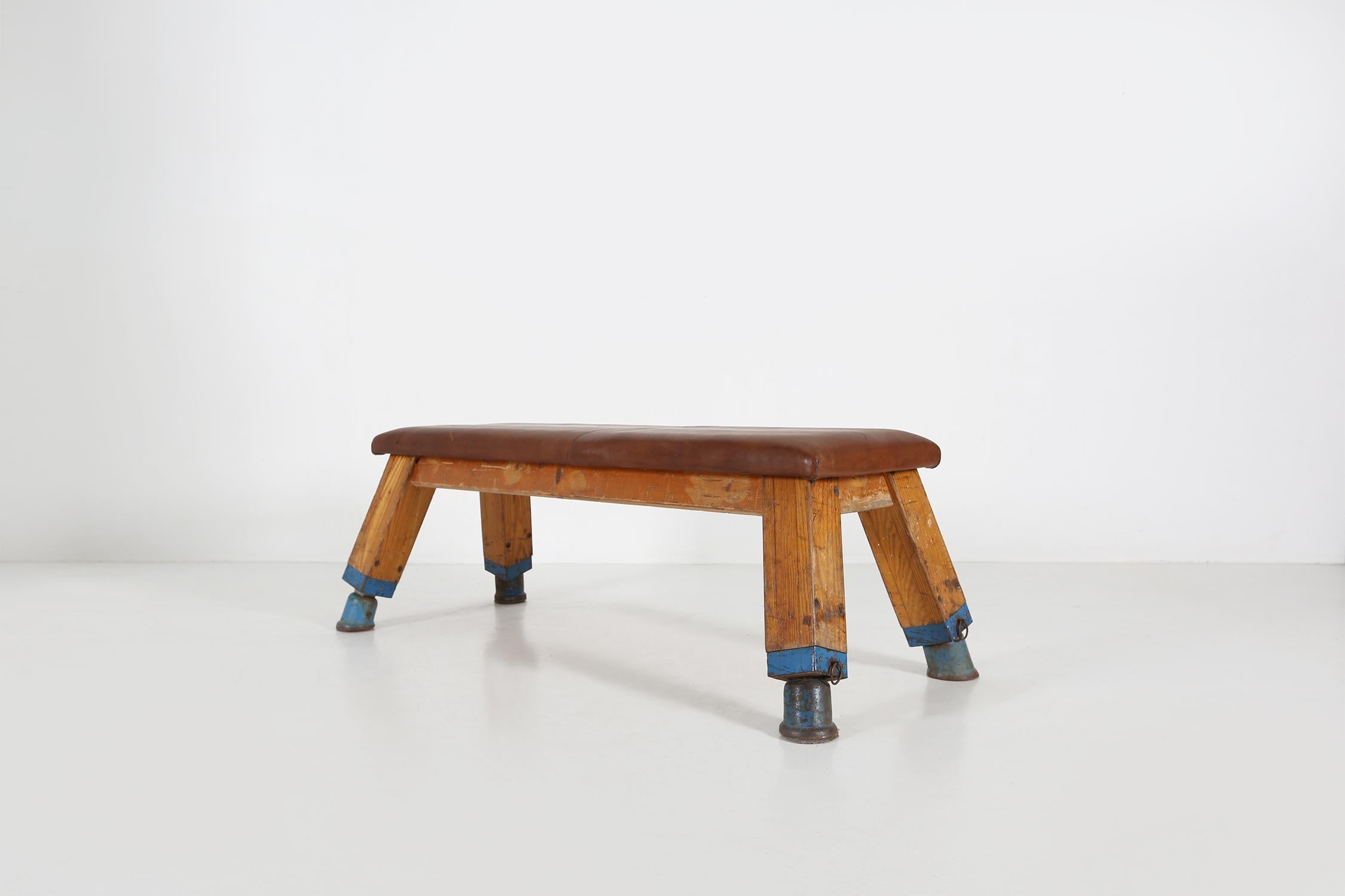 Belgian Industrial Leather Bench