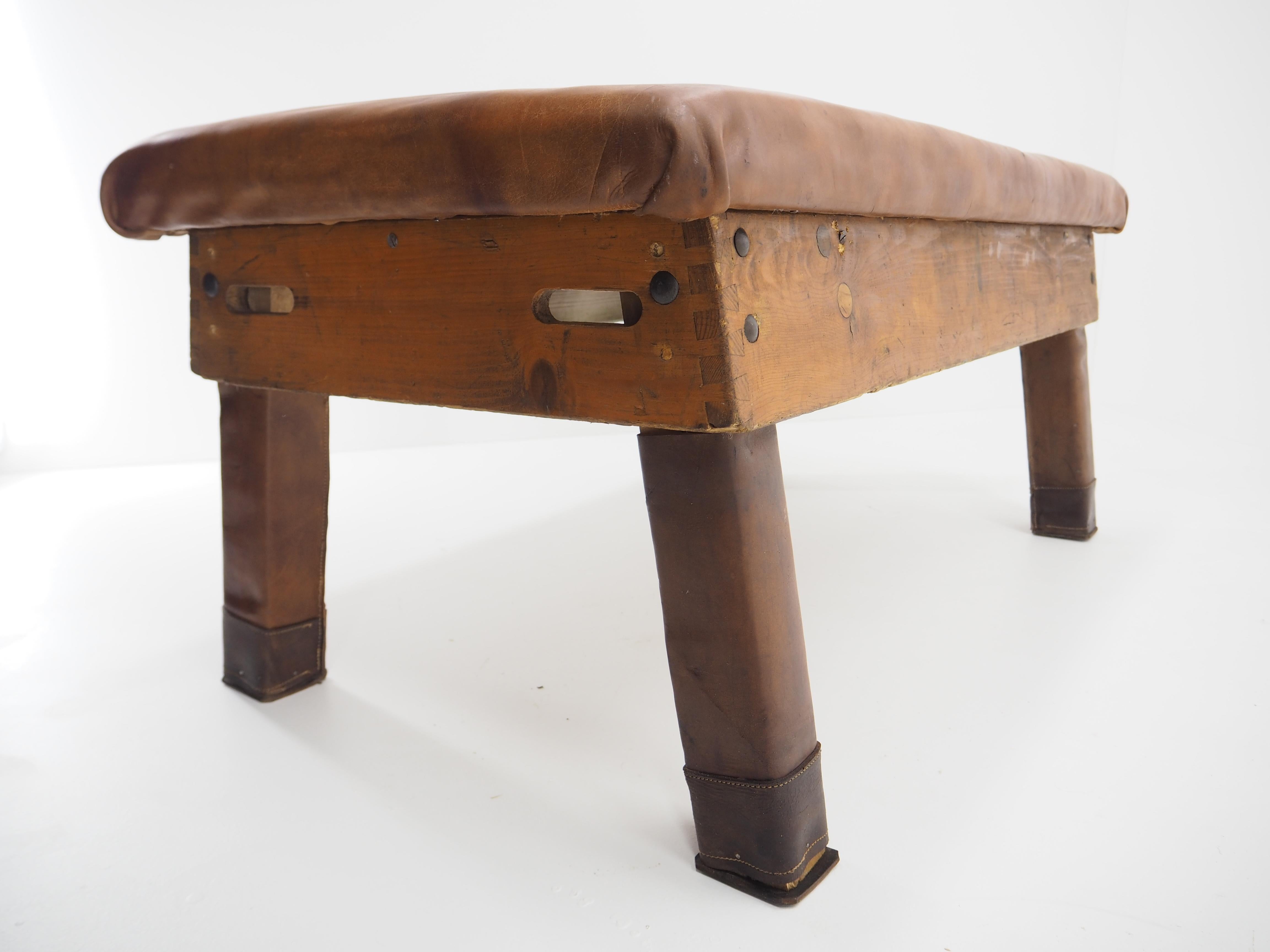 Czech Industrial Leather Gymnastic Bench Seat