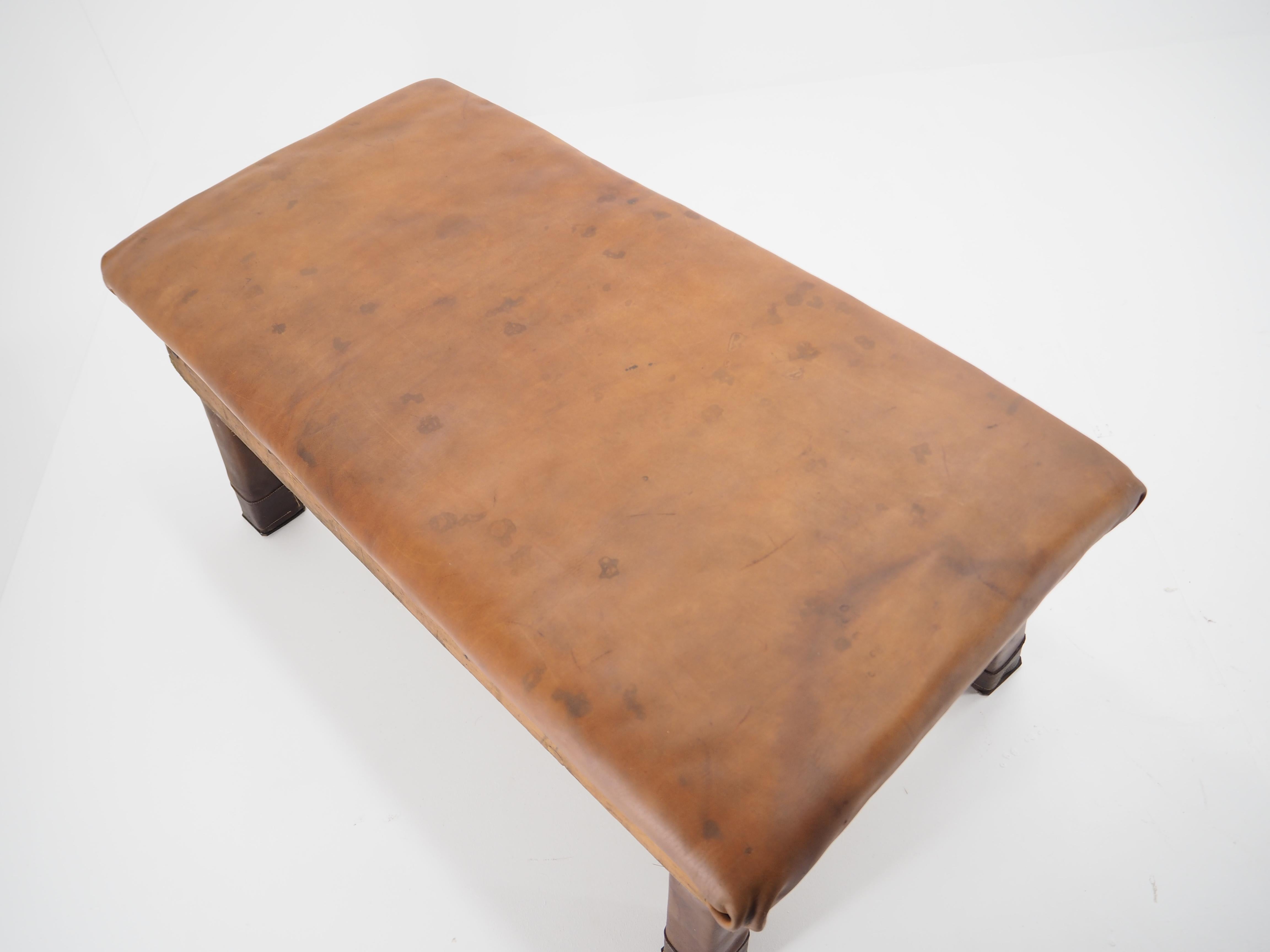 Hand-Crafted Industrial Leather Gymnastic Bench Seat