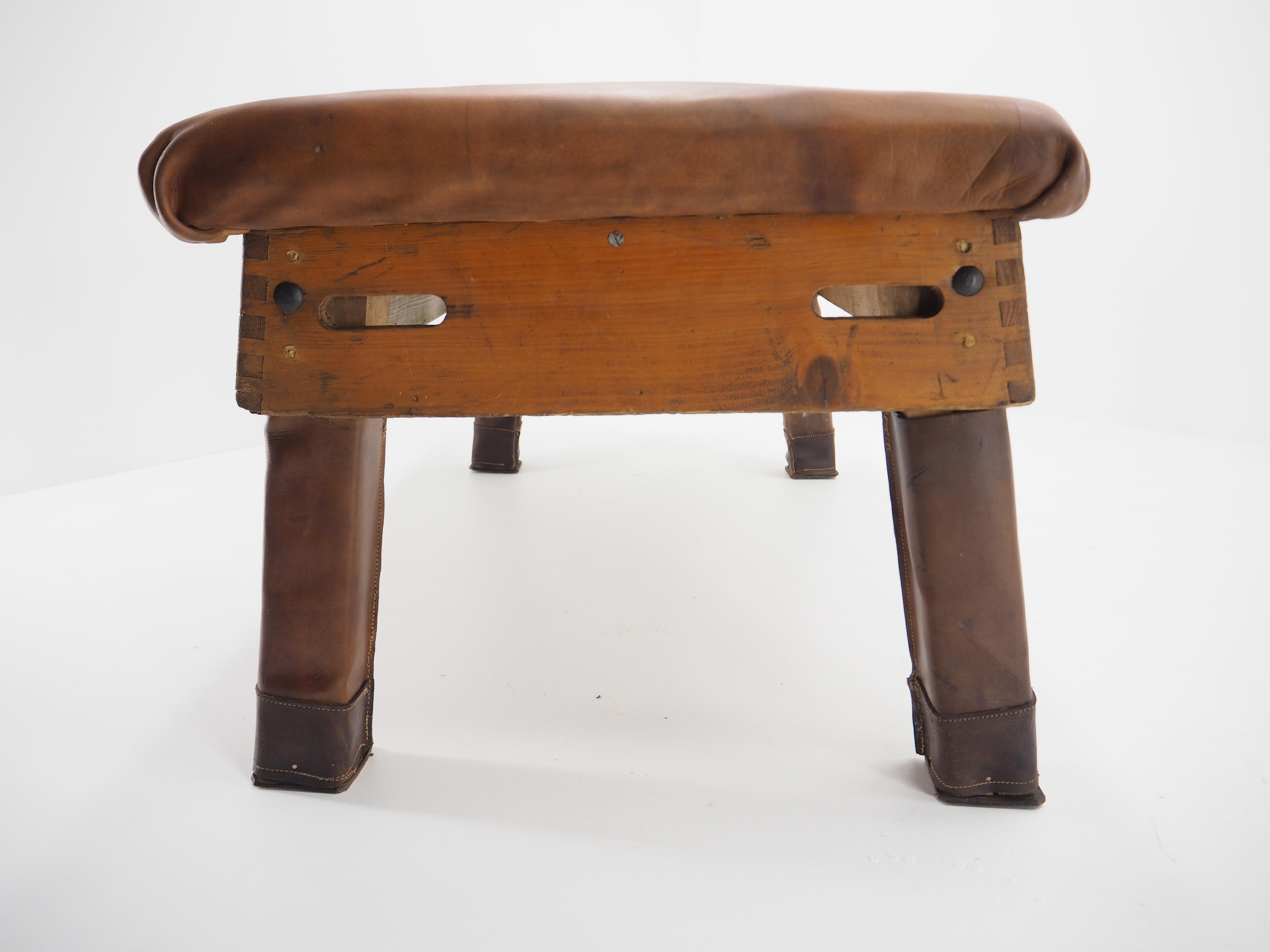 Mid-20th Century Industrial Leather Gymnastic Bench Seat