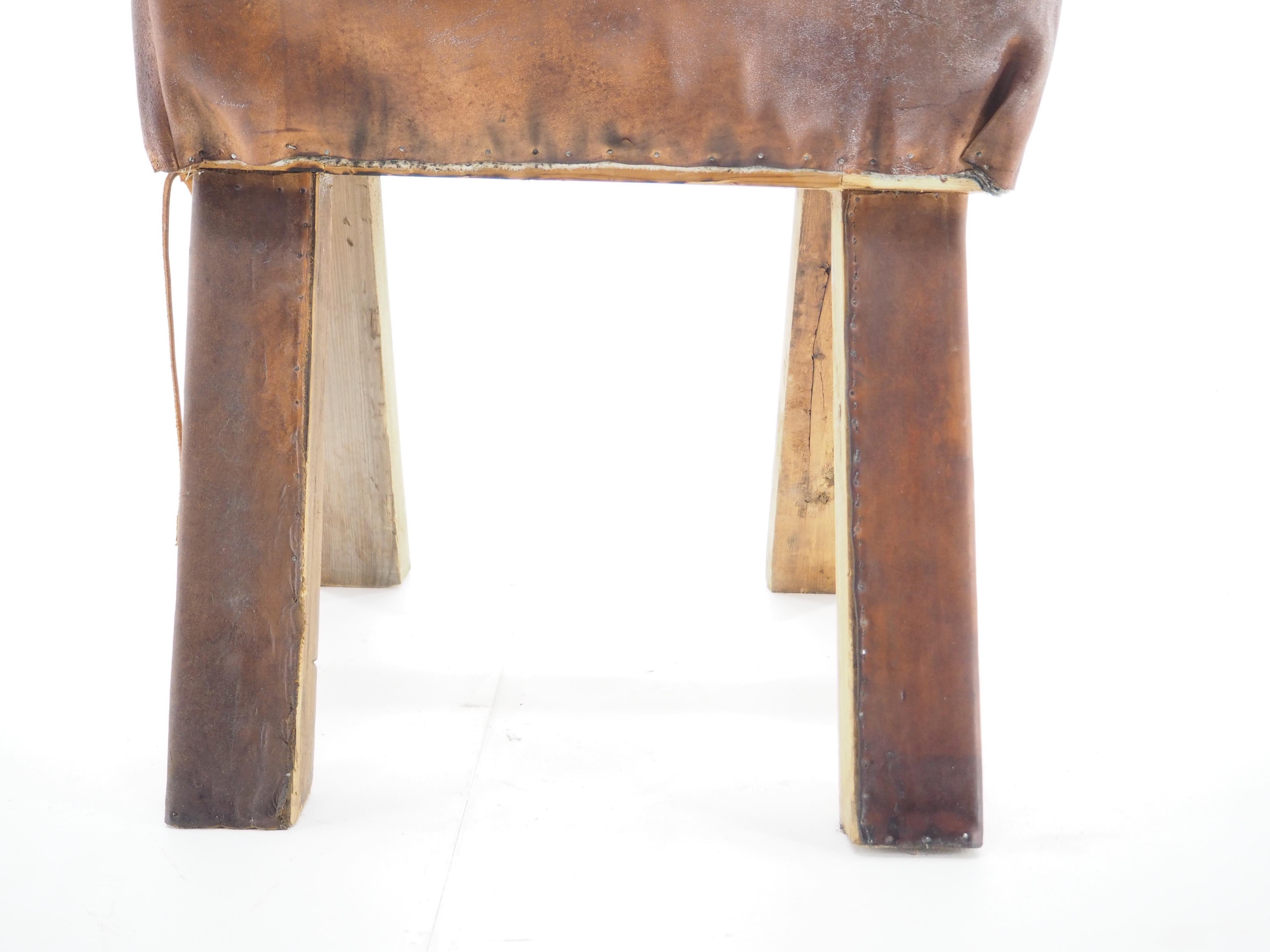  Stylish Industrial Leather Gymnastic Seat/Decoration/Aid In Fair Condition In Praha, CZ
