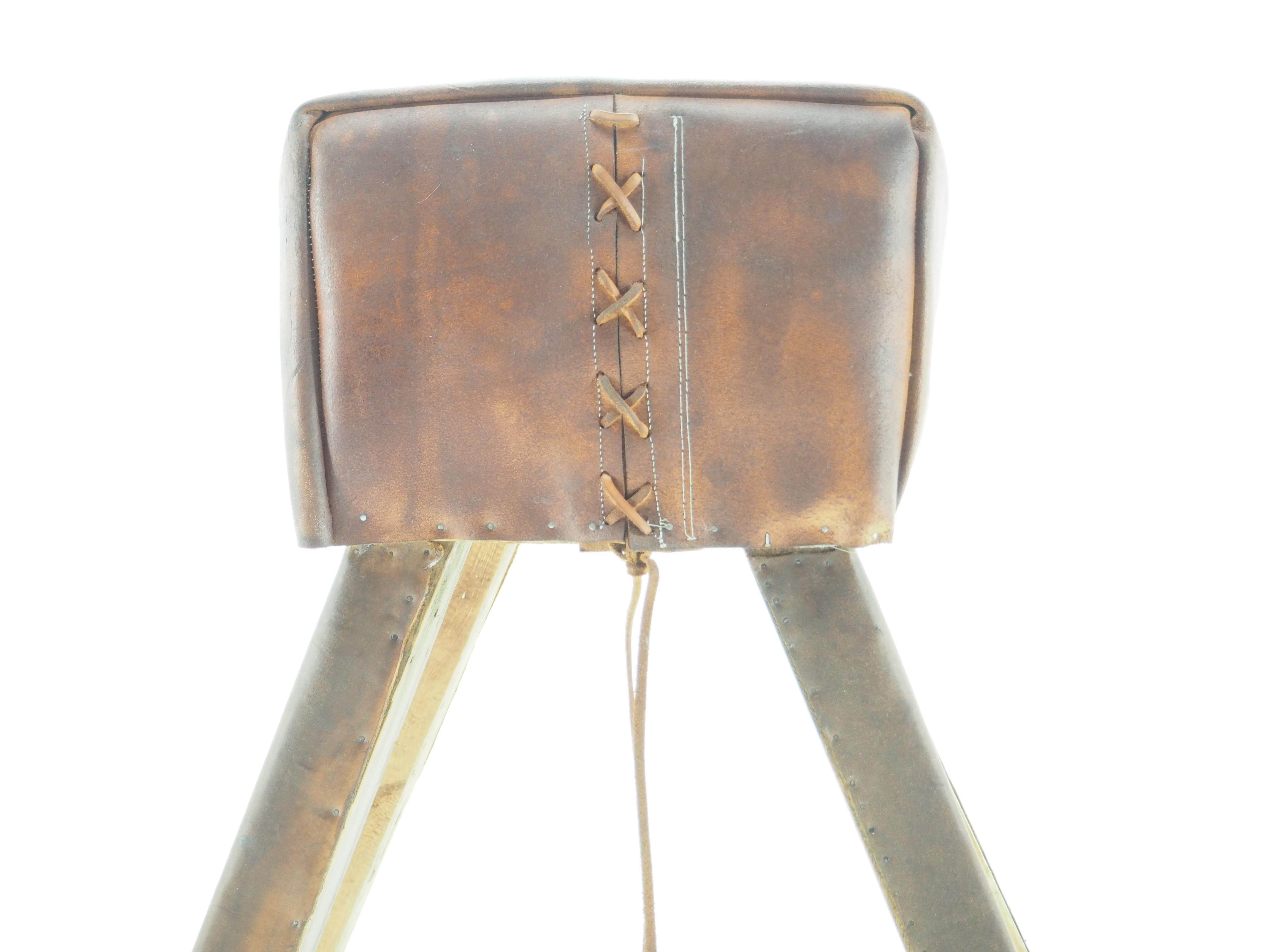 Mid-20th Century  Stylish Industrial Leather Gymnastic Seat/Decoration/Aid